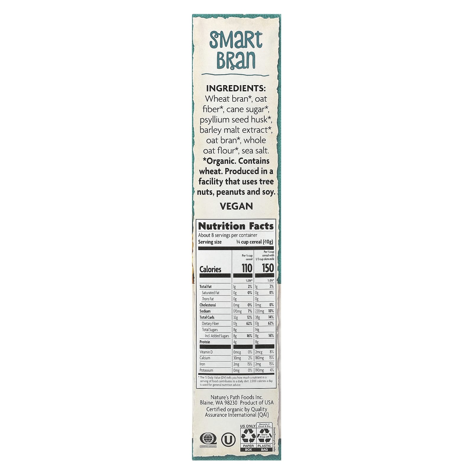 Nature's Path, Organic Smart Bran Cereal, 10.6 oz (300 g) - Image 2