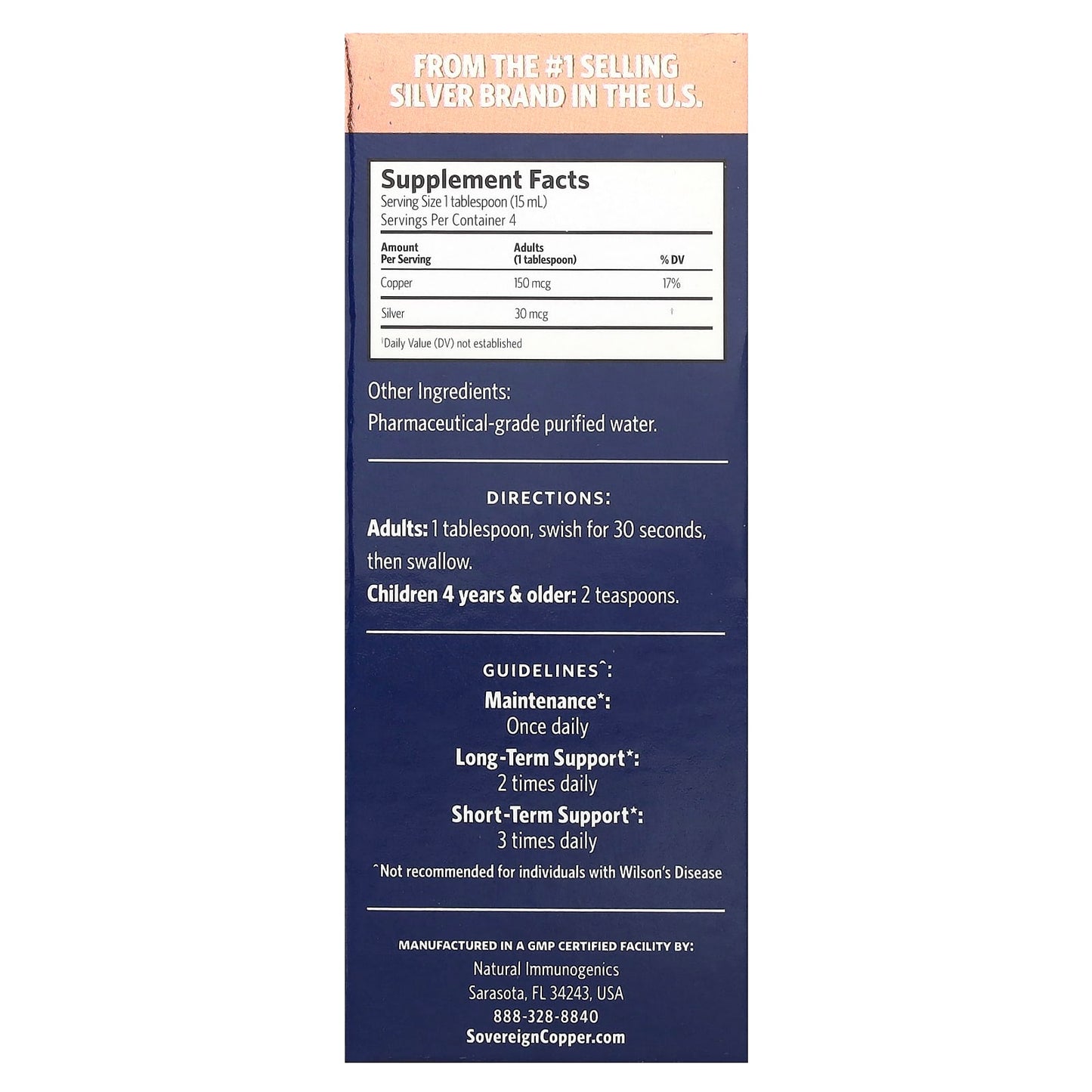 Sovereign Silver, Bio-Active Copper Hydrosol™, 10 PPM, 2 fl oz (59 ml) - Image 2