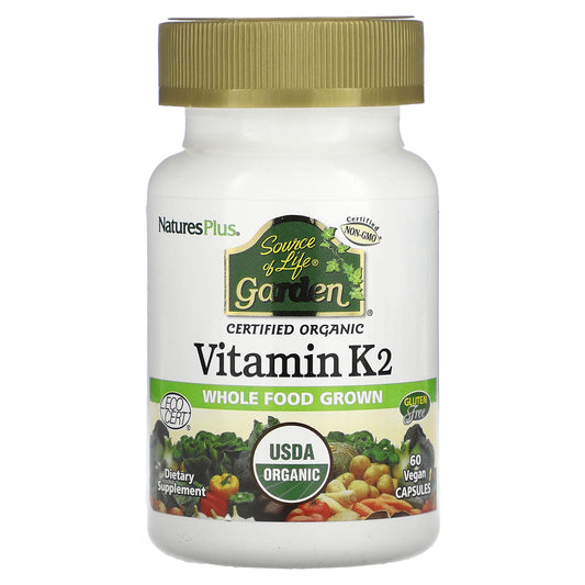 NaturesPlus, Source of Life, Garden, Organic Vitamin K2, 60 Vegan Caps - Image 1