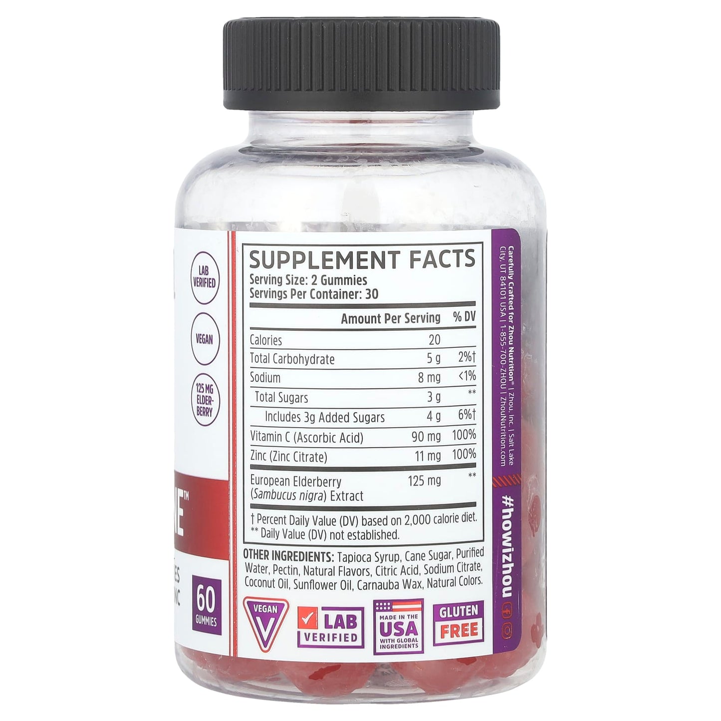 Zhou Nutrition, Elder-Mune™, Max Strength, Natural Mixed Berry, 60 Gummies - Image 2