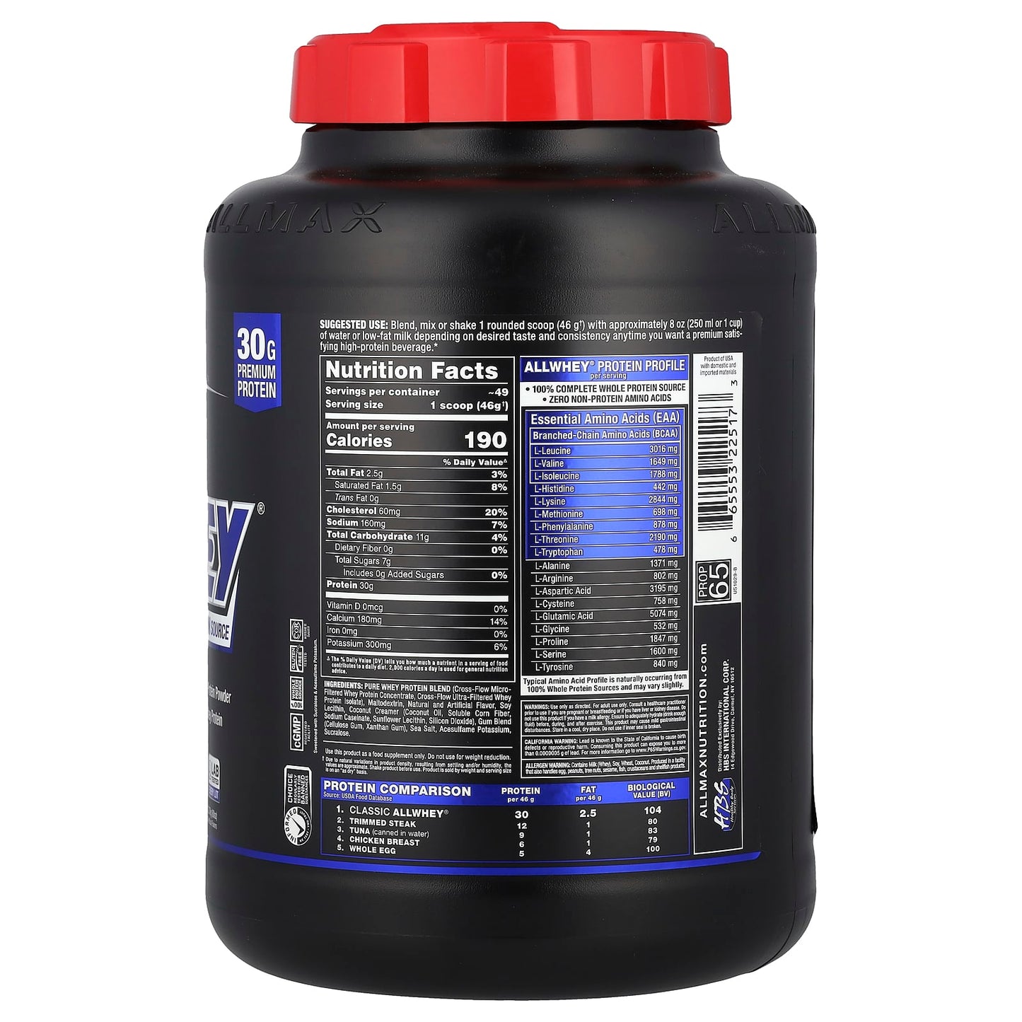 Pure Allmax Whey Protein 30g, Vanilla, 5 lbs - Image 2