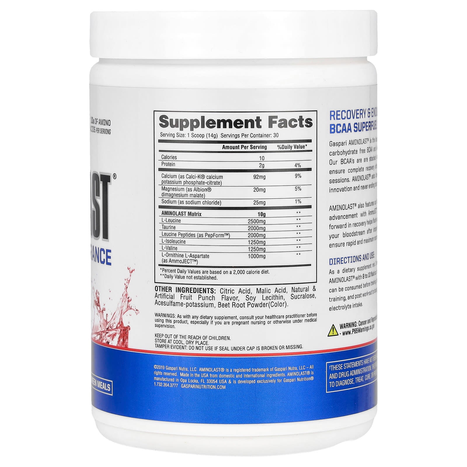 BCAA Recovery & Endurance Superfuel by Gaspari Nutrition - Fruit Punch - Image 2