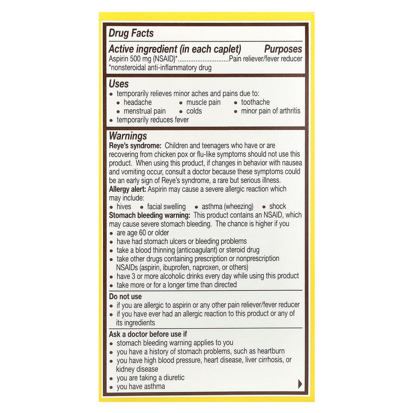 Bayer Extra Strength Aspirin, 500mg, Fast Pain Relief for Headaches & More - Image 2