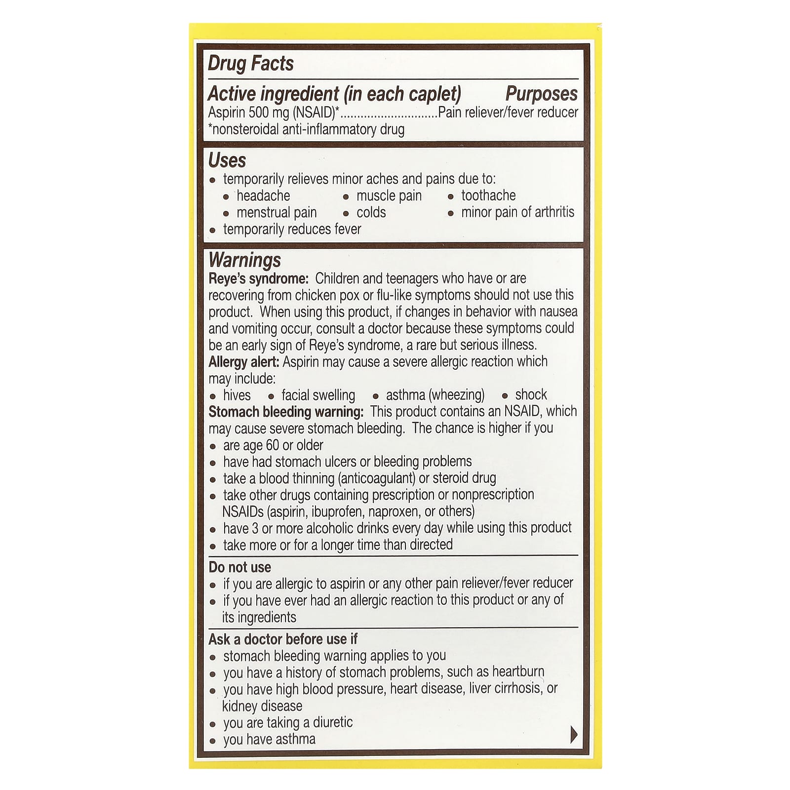 Bayer Extra Strength Aspirin, 500mg, Fast Pain Relief for Headaches & More - Image 2