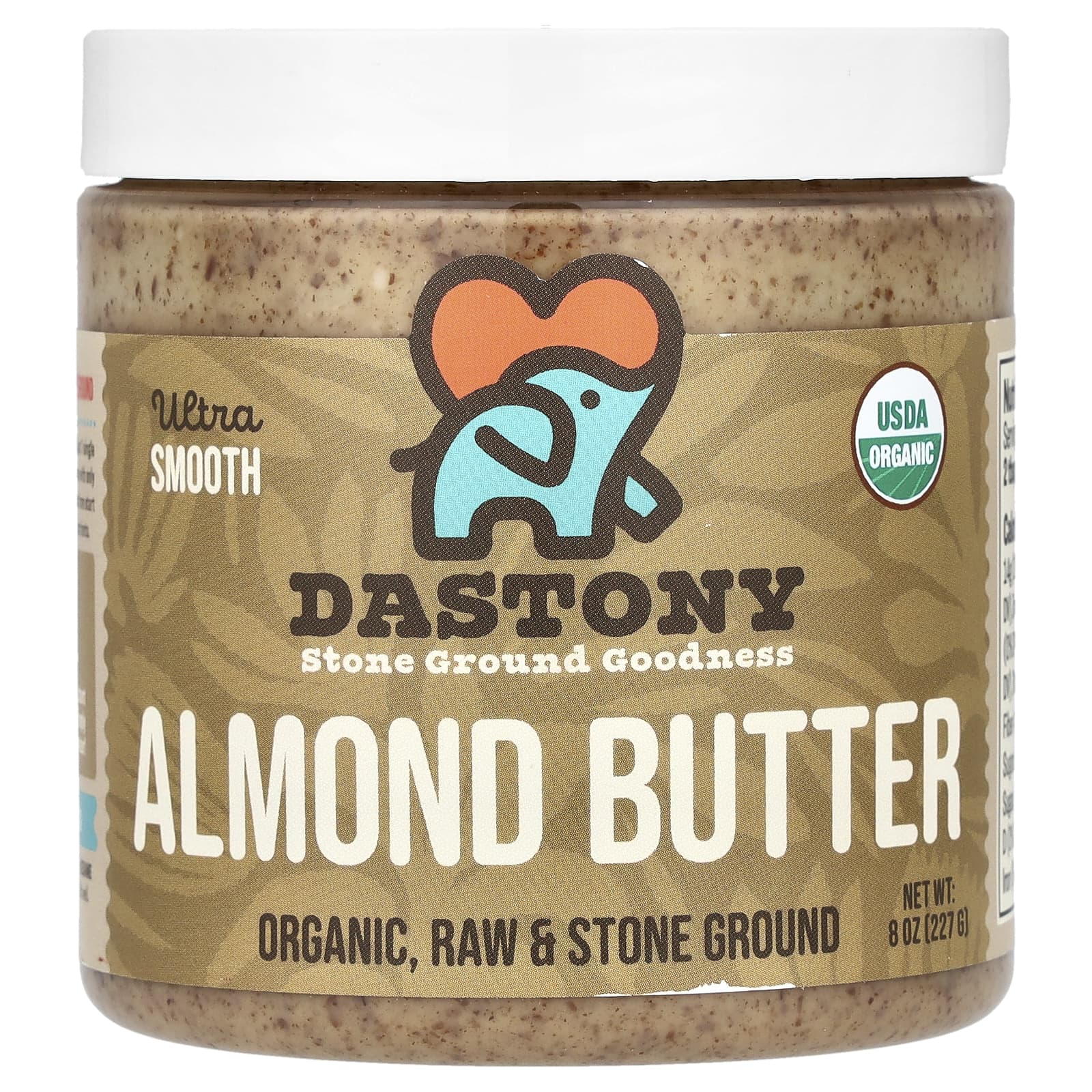 Dastony Organic Ultra Smooth Almond Butter 8 oz - USDA Certified - Image 1