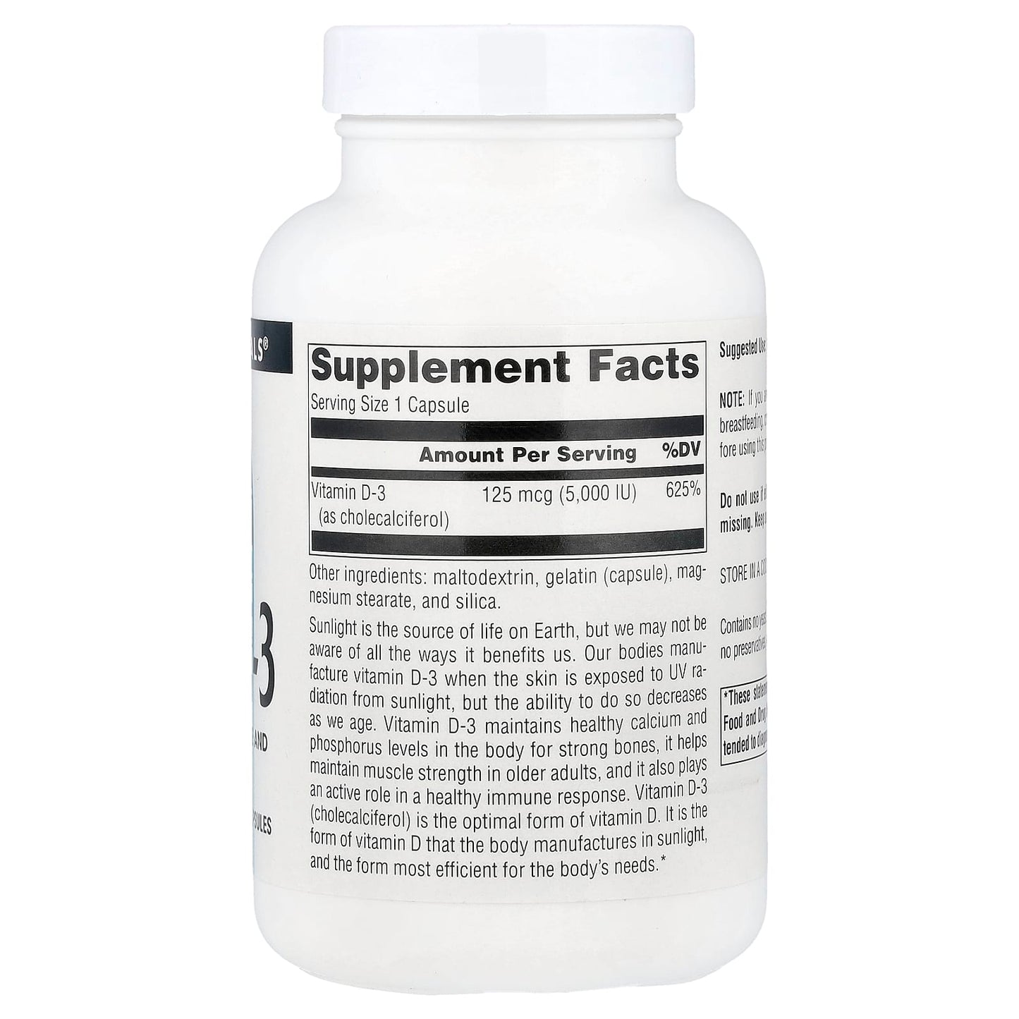 Source Naturals, Vitamin D-3, 125 mcg (5,000 IU), 240 Capsules - Image 2