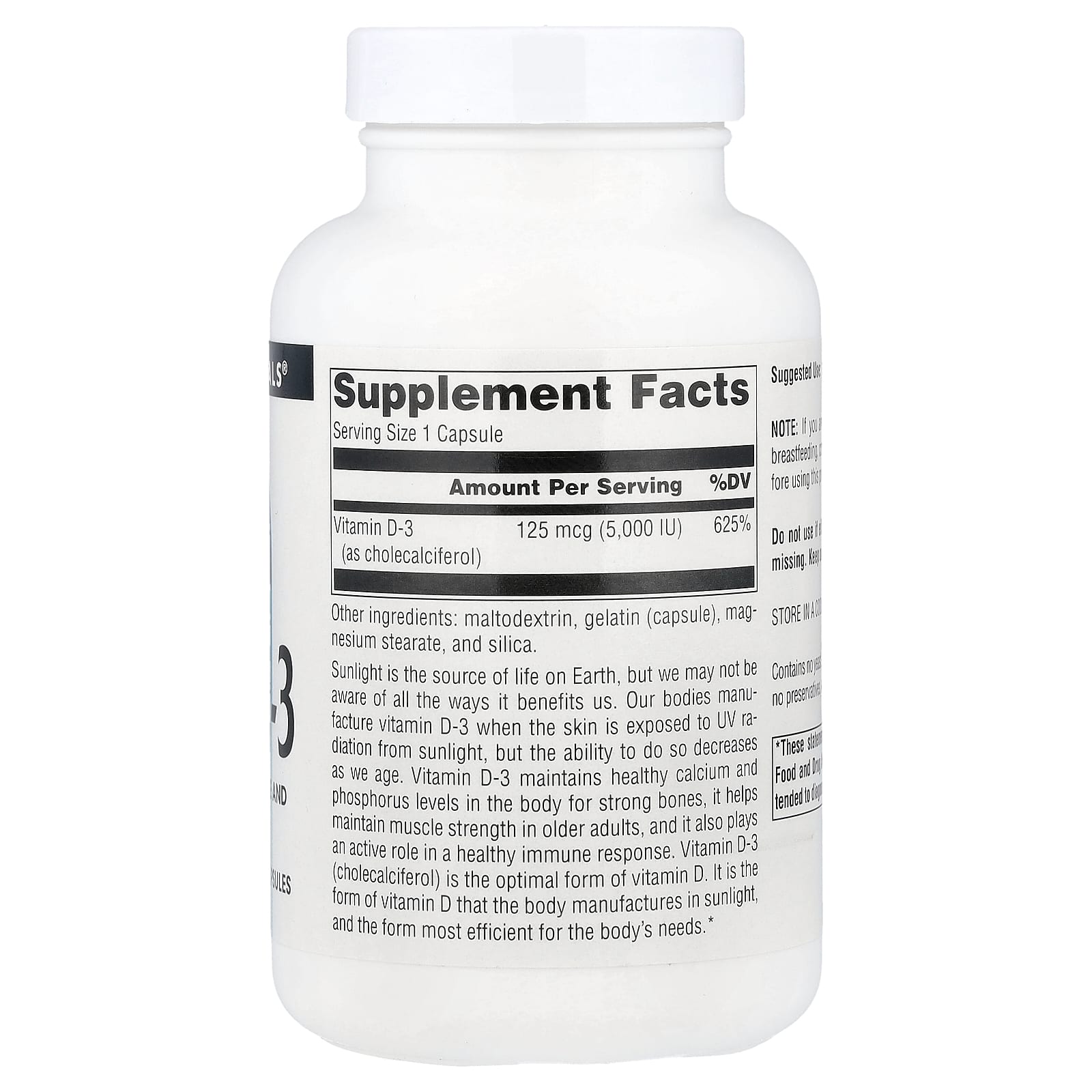 Source Naturals, Vitamin D-3, 125 mcg (5,000 IU), 240 Capsules - Image 2
