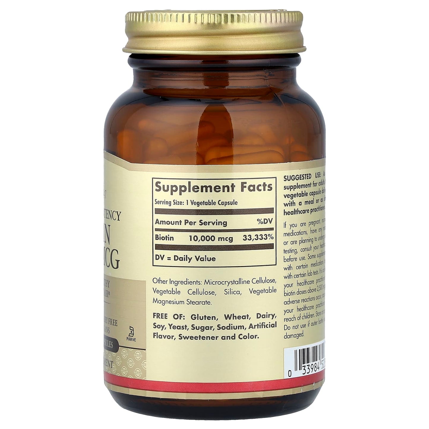 Solgar, Biotin, Super High Potency , 10,000 mcg, 120 Vegetable Capsules - Image 2