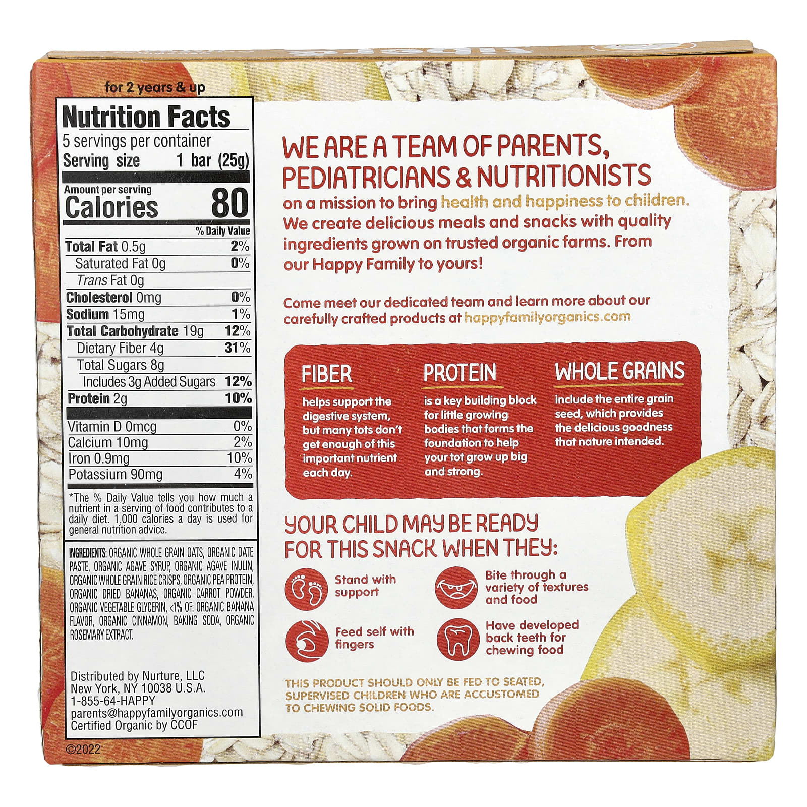 Happy Family Organics Organic Oat Bars for Kids with Fiber & Protein - Image 2