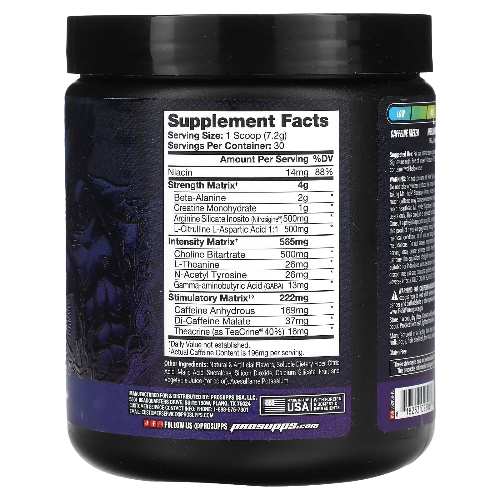 ProSupps, Mr. Hyde, Signature Sustained Energy Pre-Workout, Blue Razz, 7.6 oz (216 g) - Image 2