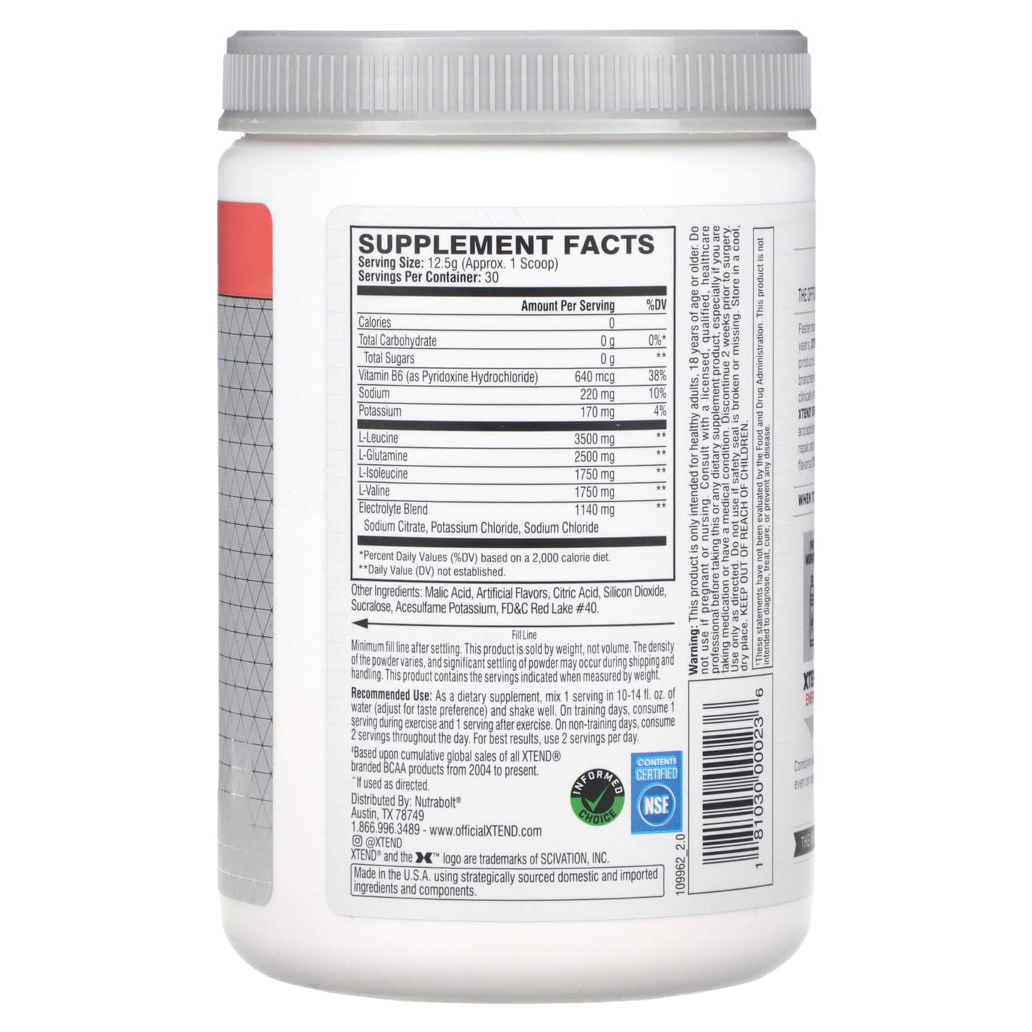 XTEND, The Original 7G BCAA, Watermelon Explosion, 13.2 oz (375 g) - Image 2