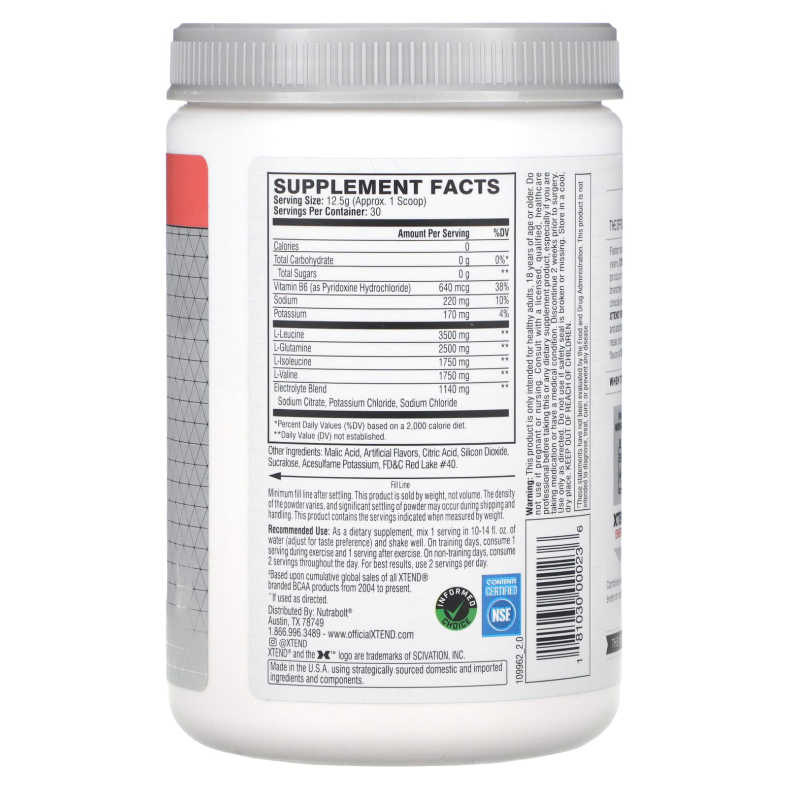 XTEND, The Original 7G BCAA, Watermelon Explosion, 13.2 oz (375 g) - Image 2