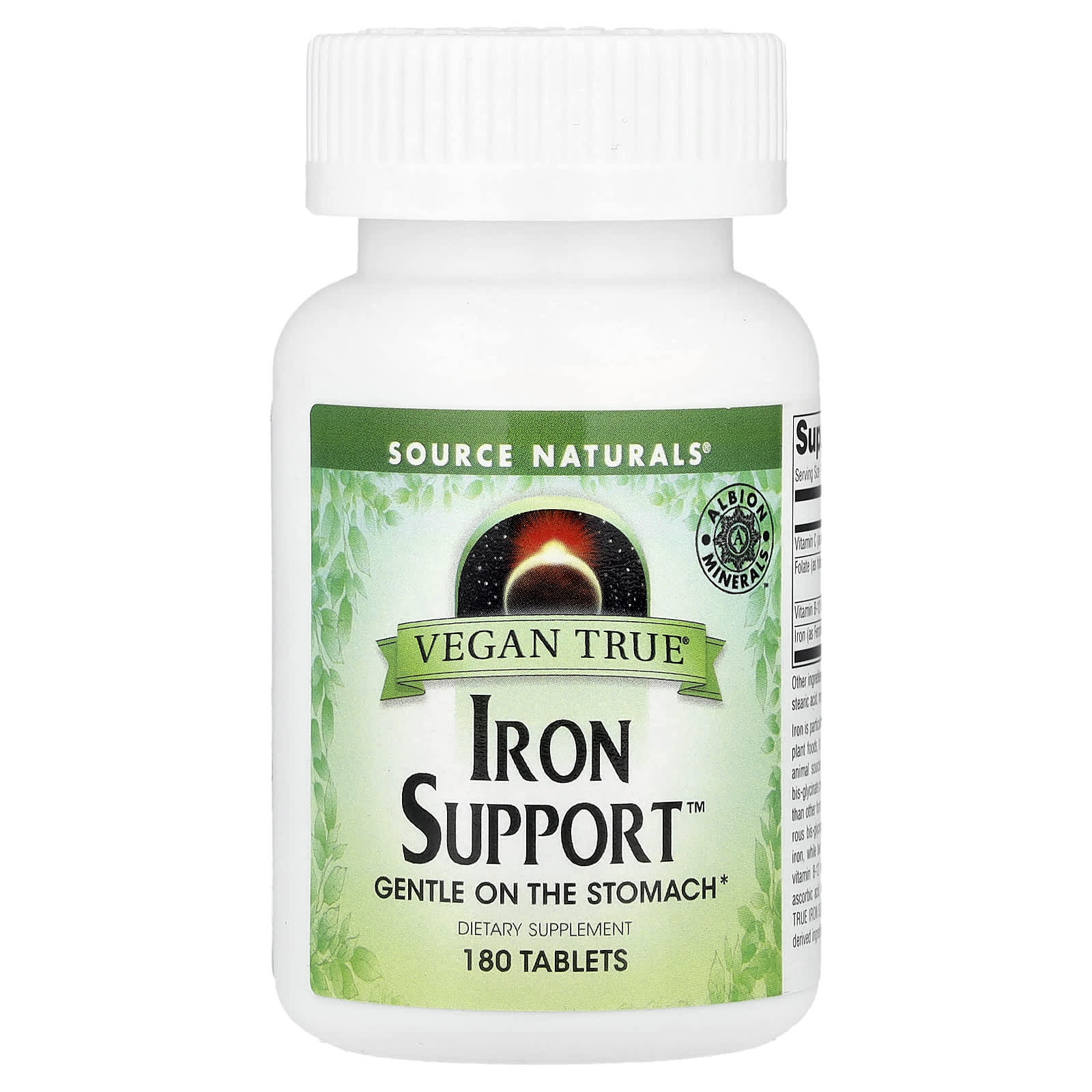 Source Naturals, Vegan True®, Iron Support™, 180 Tablets - Image 1