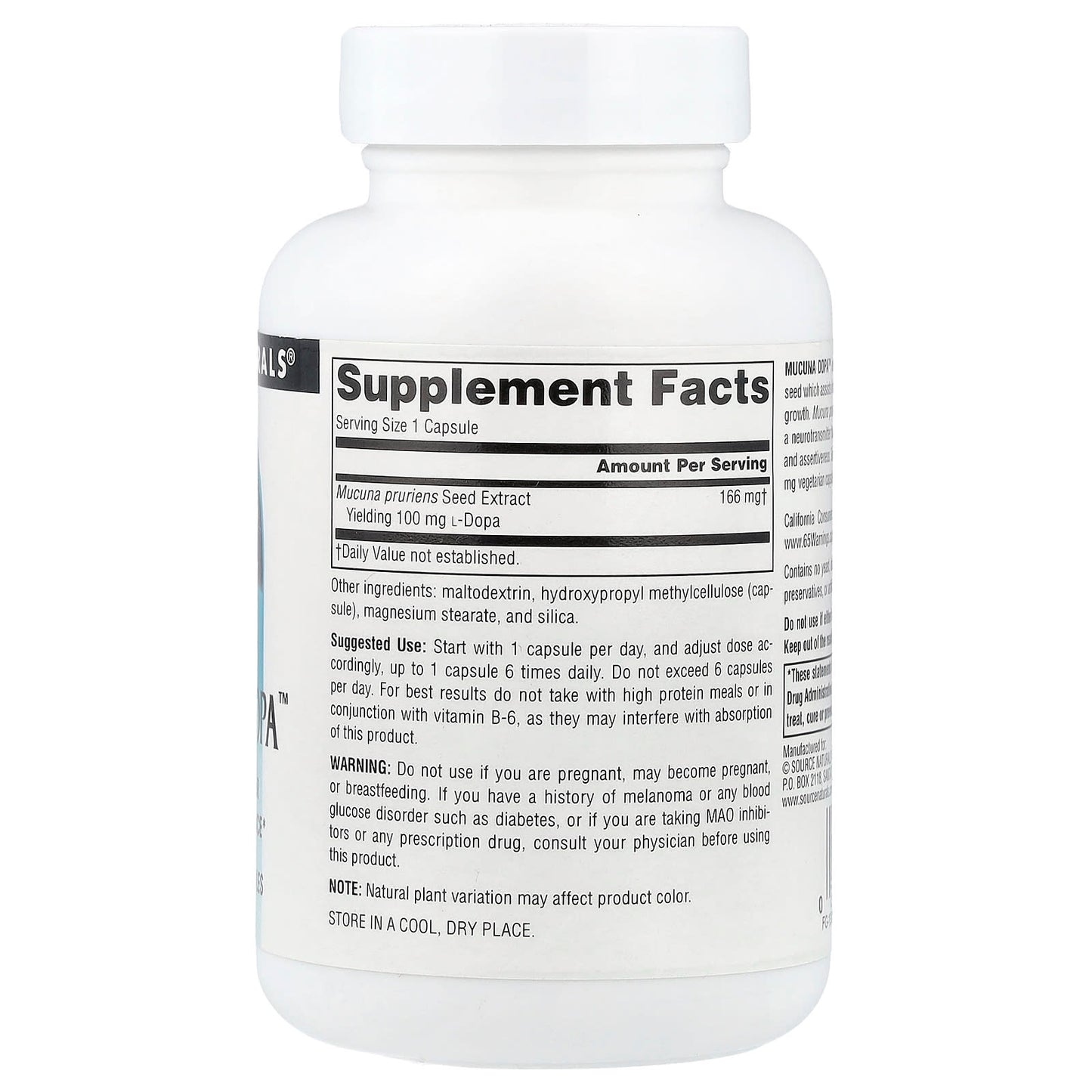 Source Naturals, Mucuna Dopa™, 100 mg, 120 Capsules - Image 2