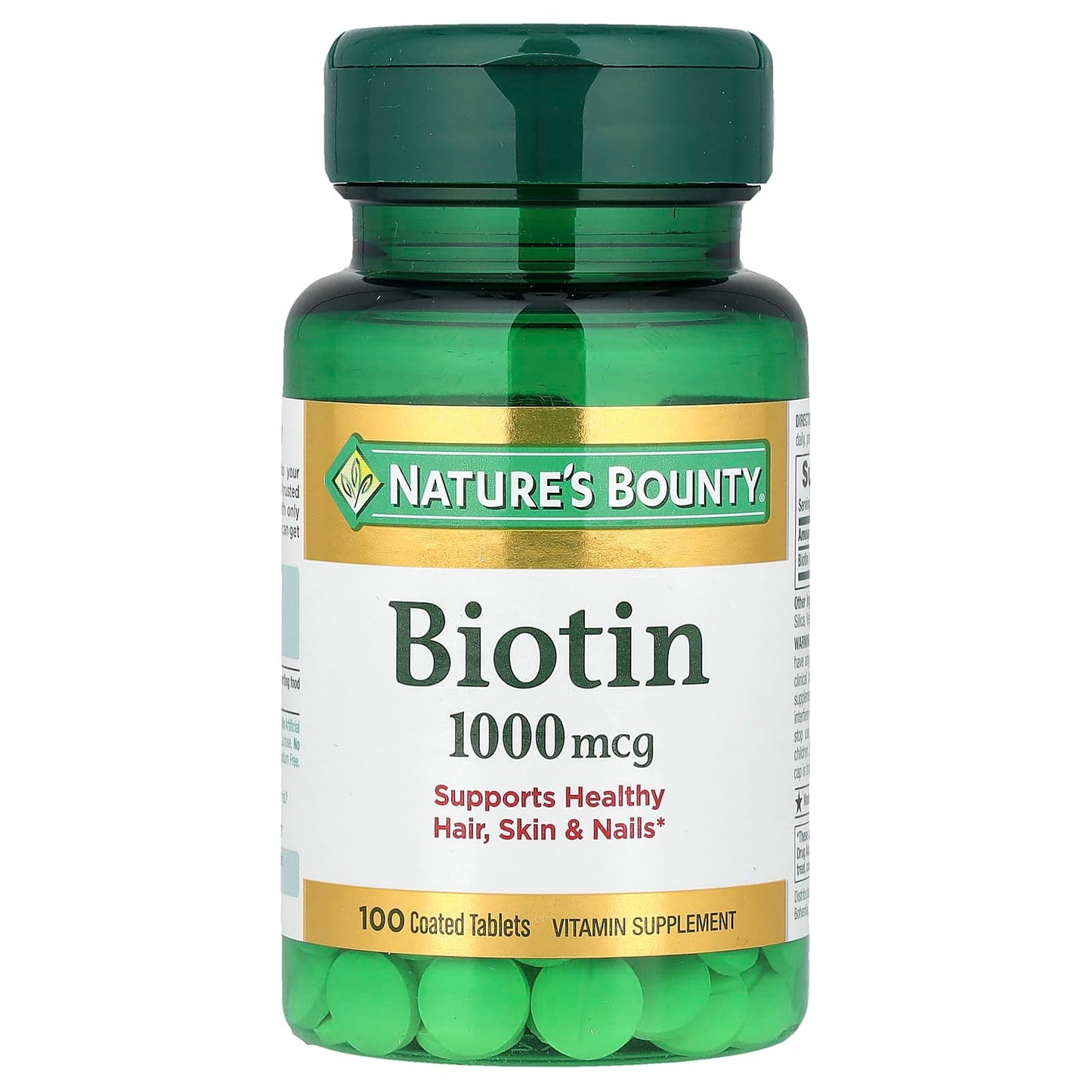 Nature's Bounty, Biotin, 1,000 mcg, 100 Coated Tablets - Image 1