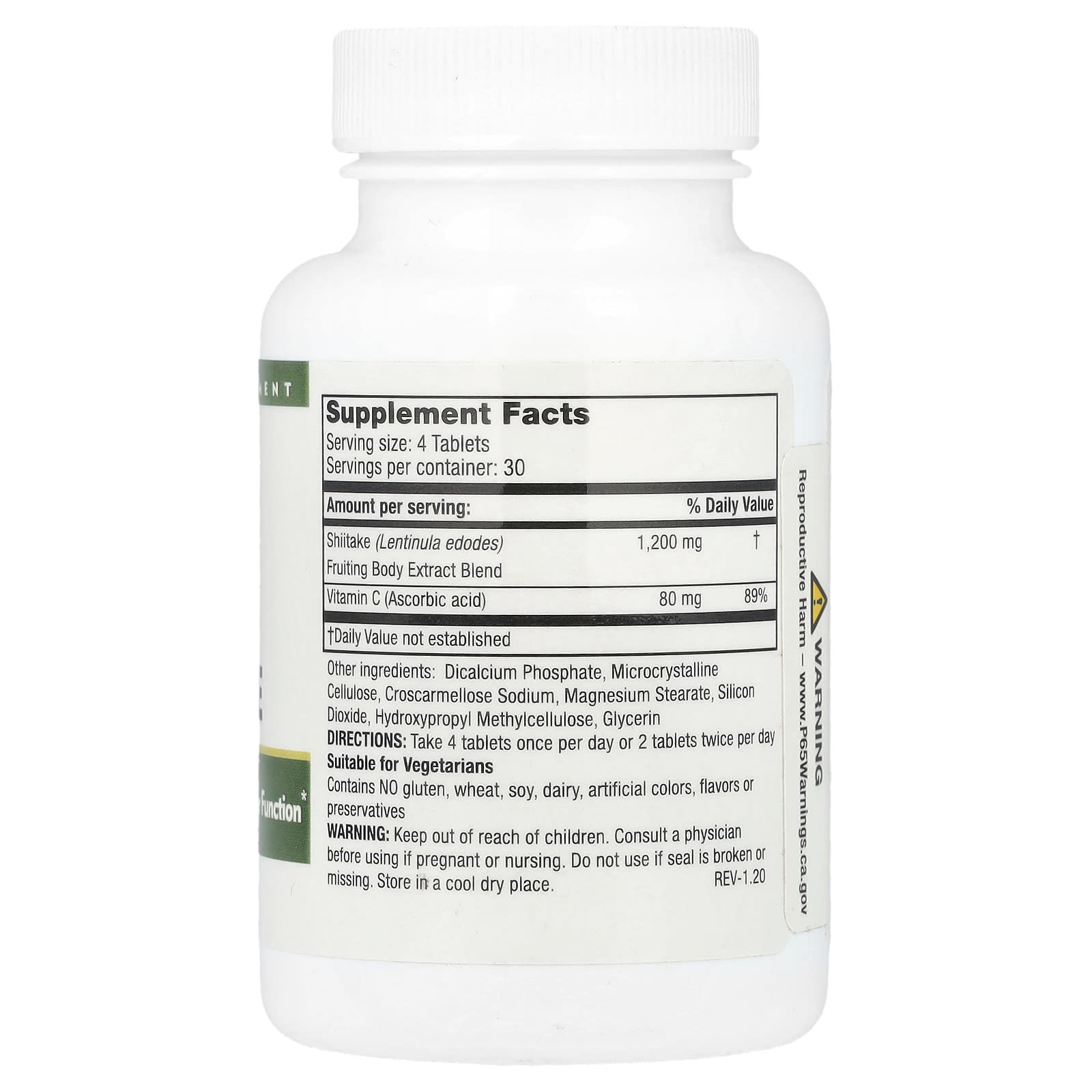 Mushroom Wisdom, Super Shiitake, 120 Vegetarian Tablets - Image 2