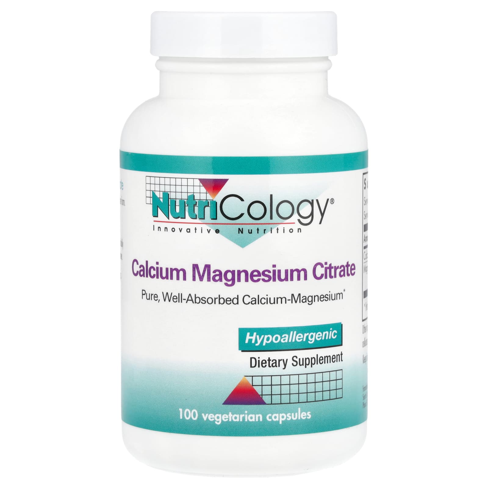 Nutricology, Calcium Magnesium Citrate, 100 Vegetarian Capsules - Image 1