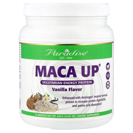 Paradise Herbs, Maca Up®, Vegetarian Energy Protein, Vanilla, 15.87 oz (450 g) - Image 1
