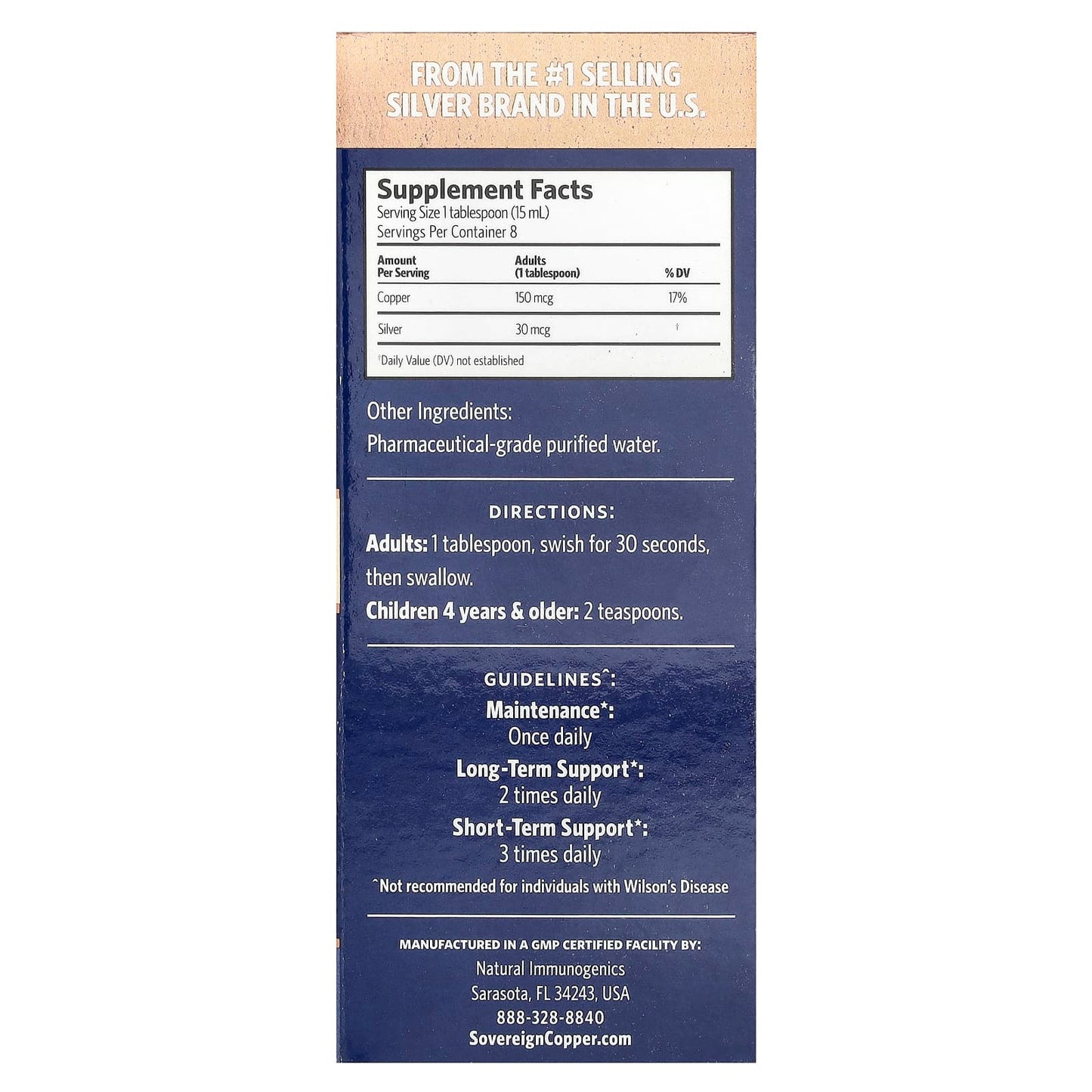 Sovereign Silver, Bio-Active Copper Hydrosol™, 10 PPM, 4 fl oz (118 ml) - Image 2