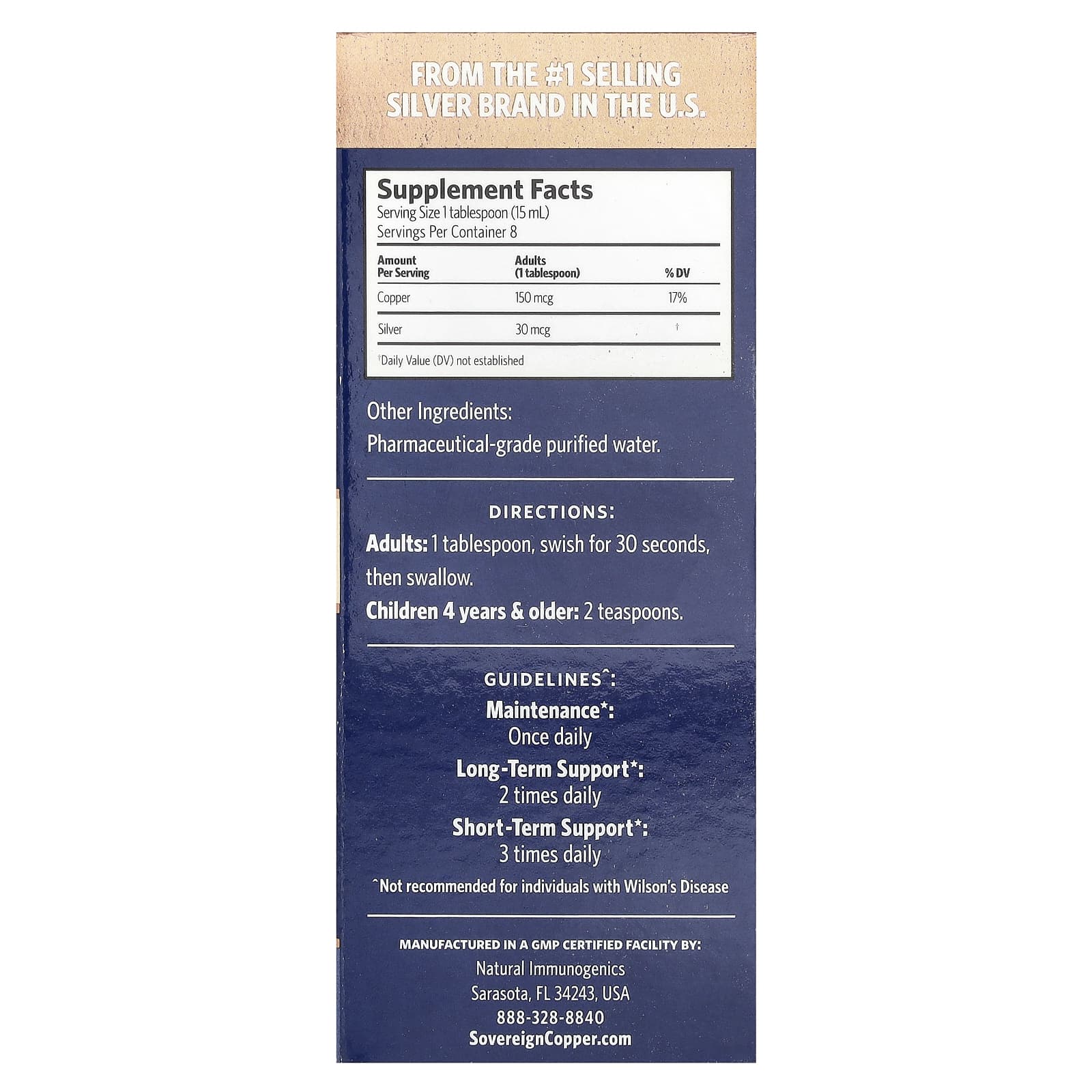 Sovereign Silver, Bio-Active Copper Hydrosol™, 10 PPM, 4 fl oz (118 ml) - Image 2