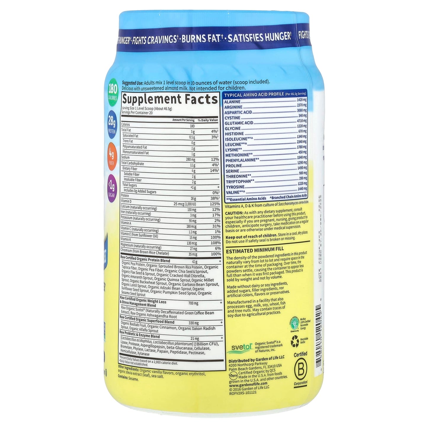 Garden of Life RAW Organic Fit High Protein for Weight Loss Vanilla 32.8oz - Image 2