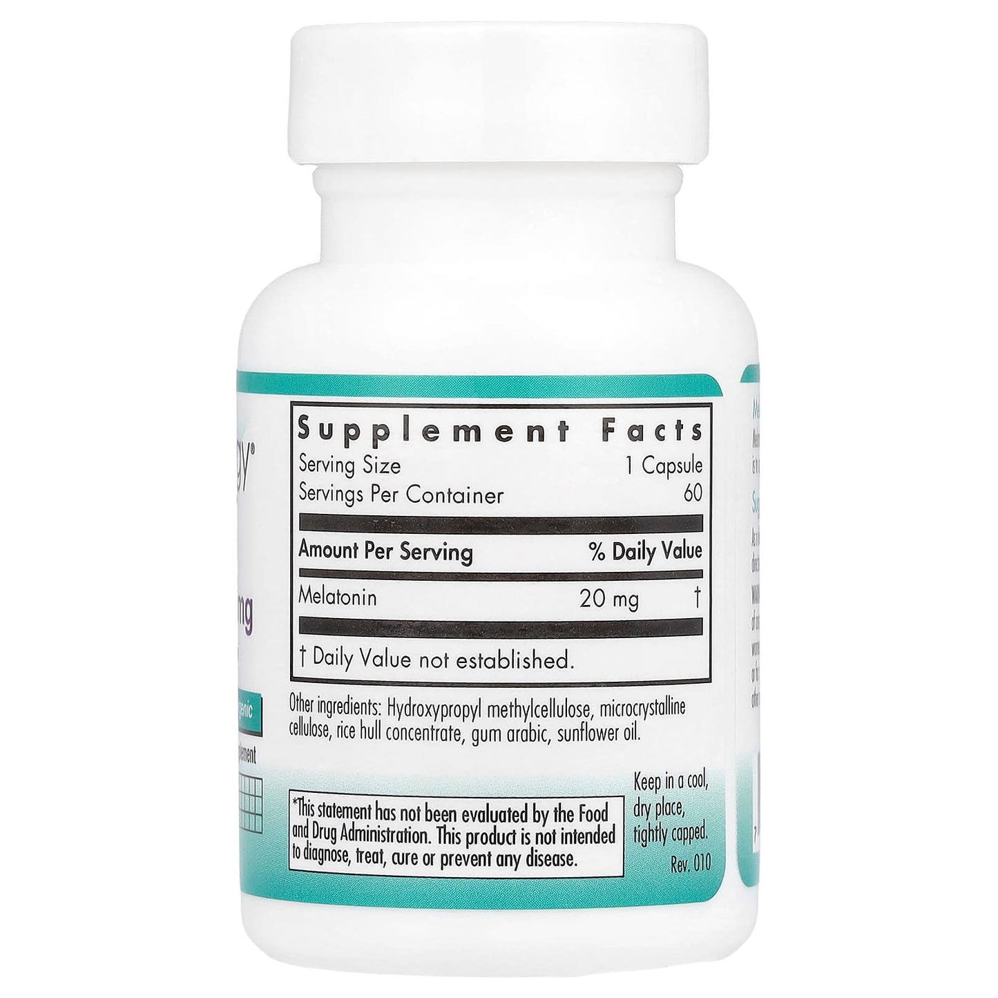 Nutricology, Melatonin, High Potency, 20 mg, 60 Vegetarian Capsules - Image 2