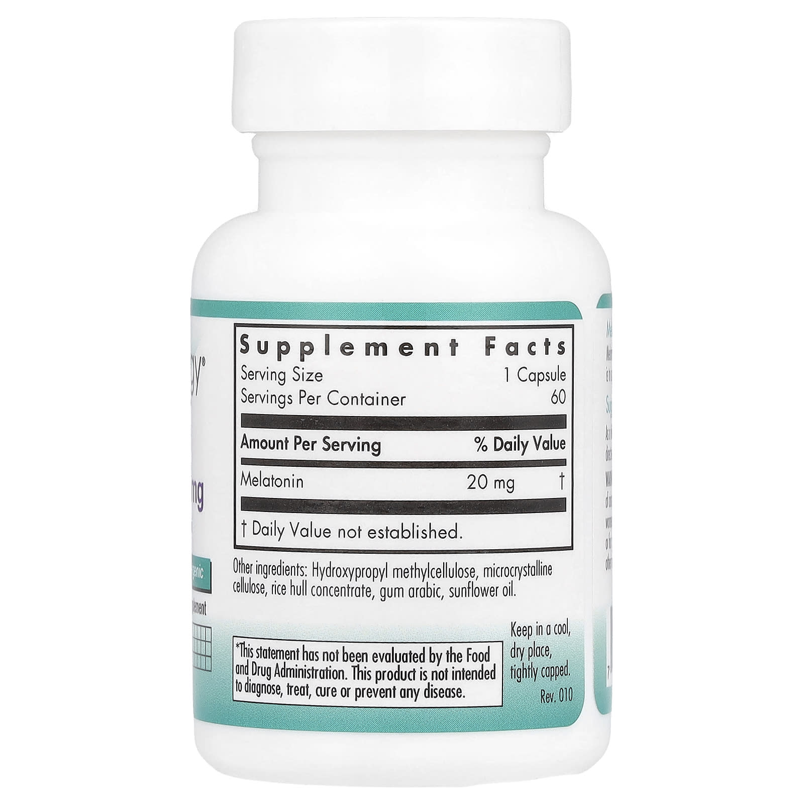 Nutricology, Melatonin, High Potency, 20 mg, 60 Vegetarian Capsules - Image 2