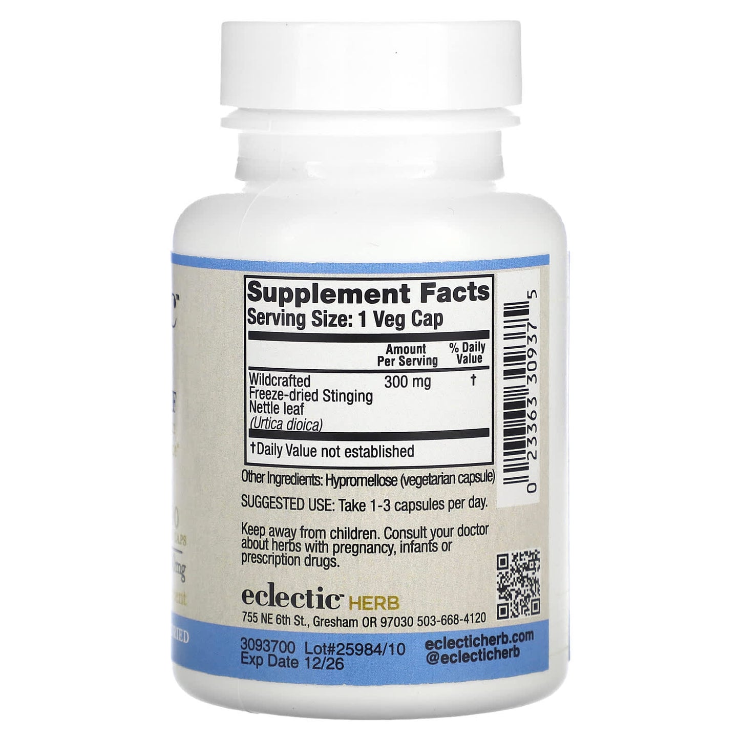 Nettle Leaf Supplement, 300mg, 90 Veg Capsules by Eclectic Herb - Image 2