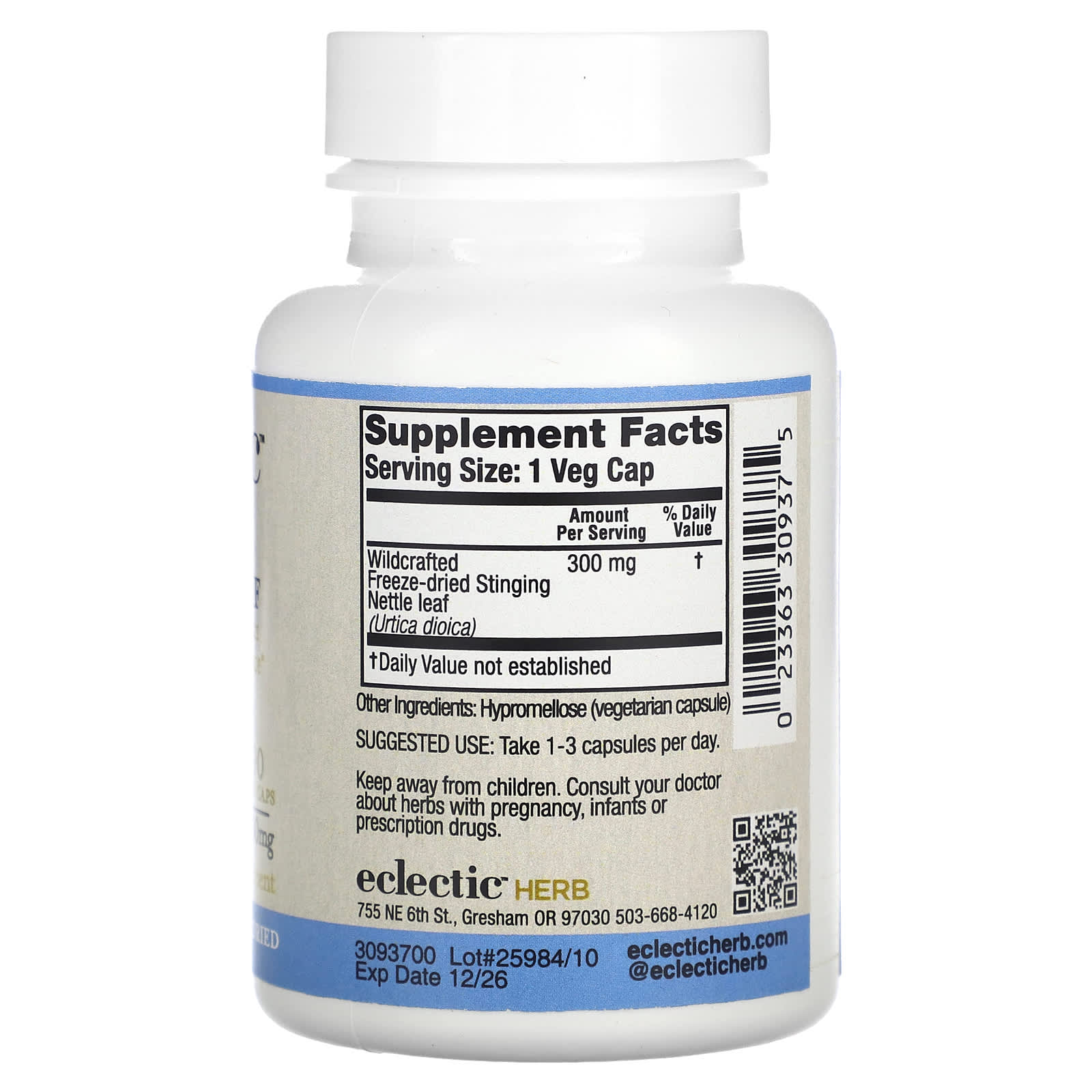 Nettle Leaf Supplement, 300mg, 90 Veg Capsules by Eclectic Herb - Image 2