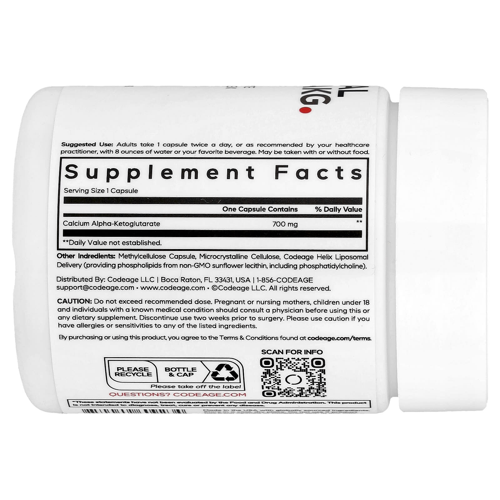 Codeage Liposomal Calcium AKG Supplement - 60 Capsules - Image 2