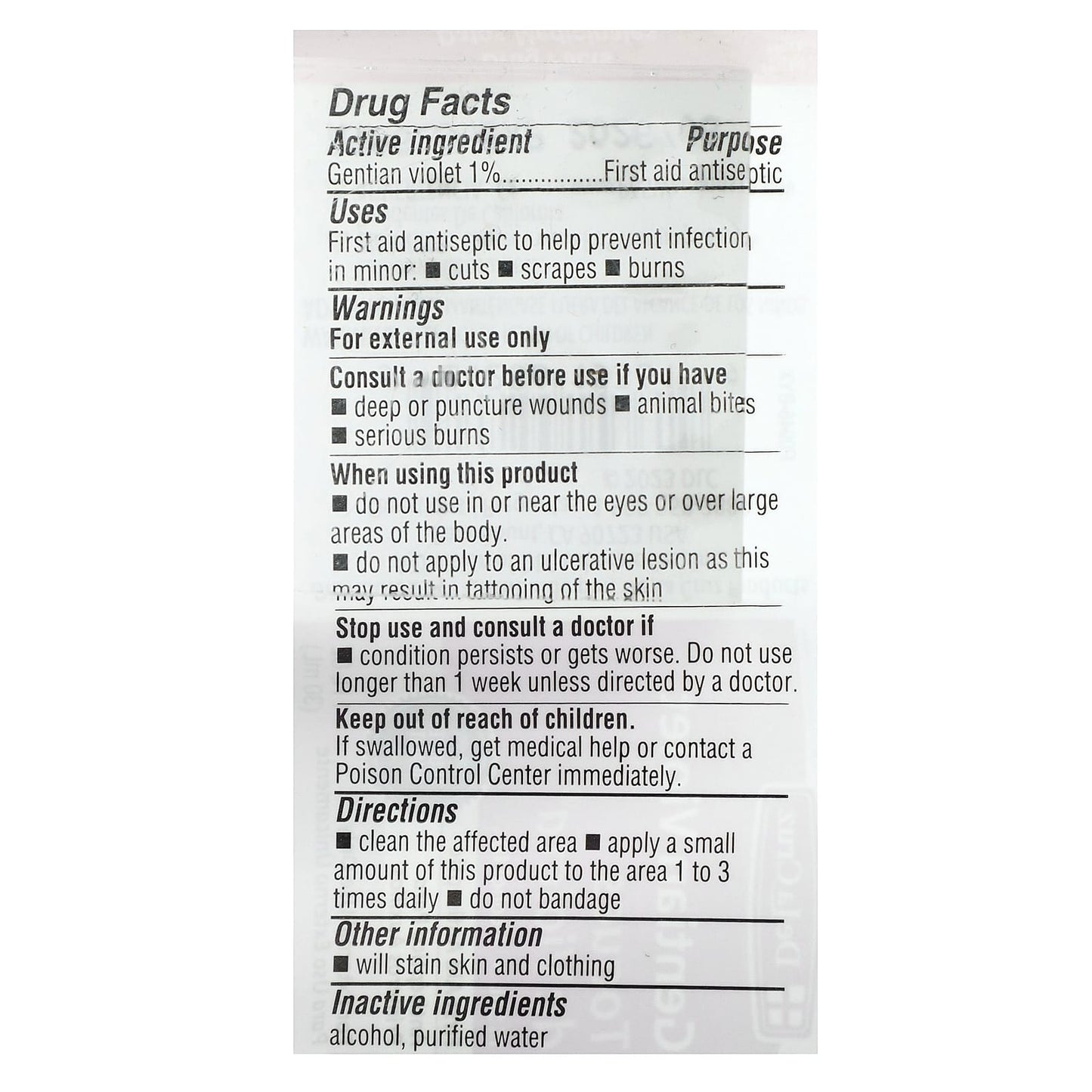 De La Cruz Gentian Violet Antiseptic for Minor Cuts & Scrapes (1 fl oz) - Image 2