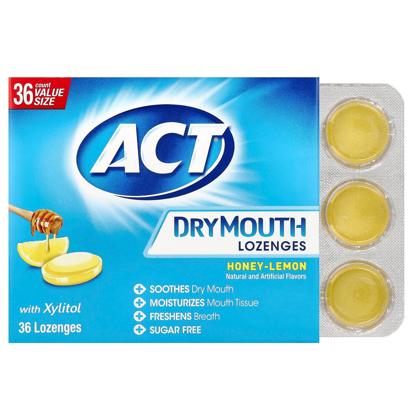 Soothe Dry Mouth with Act Lozenges - Honey-Lemon, 36 Count - Image 1