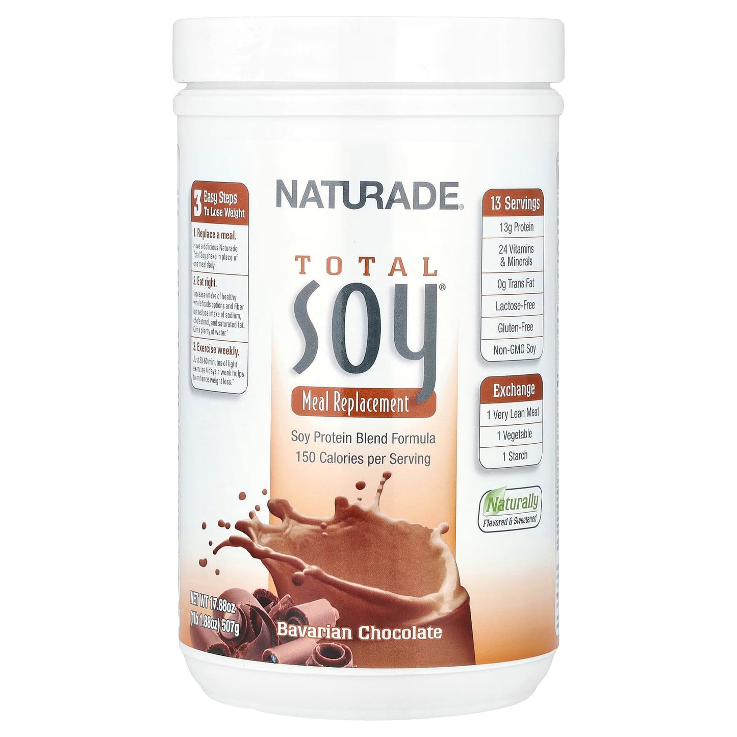 Naturade, Total Soy®, Meal Replacement, Bavarian Chocolate, 1 lb 1.88 oz (507 g) - Image 1