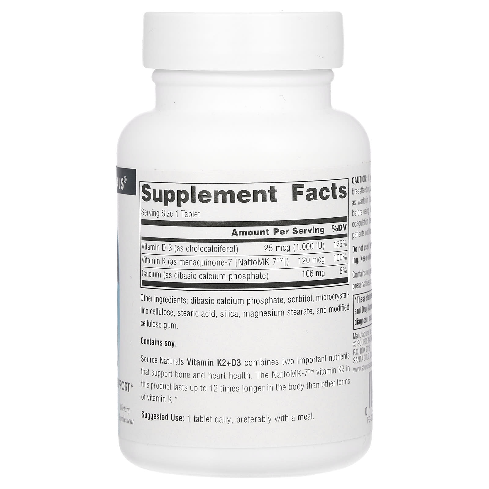 Source Naturals, Vitamin K2 + D3, 60 Tablets - Image 2