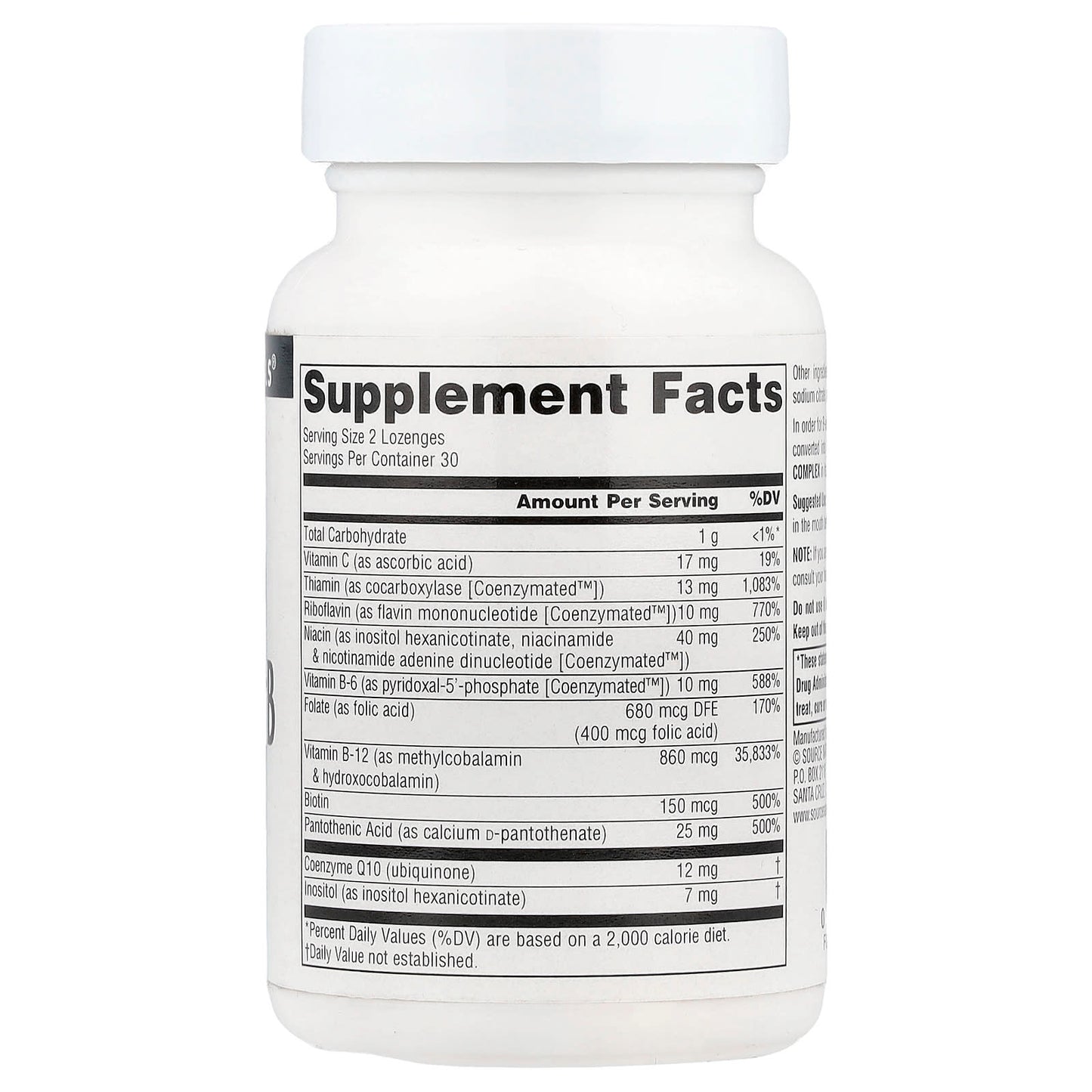 Source Naturals, Coenzymate™ B Complex, Peppermint, 60 Lozenges - Image 2