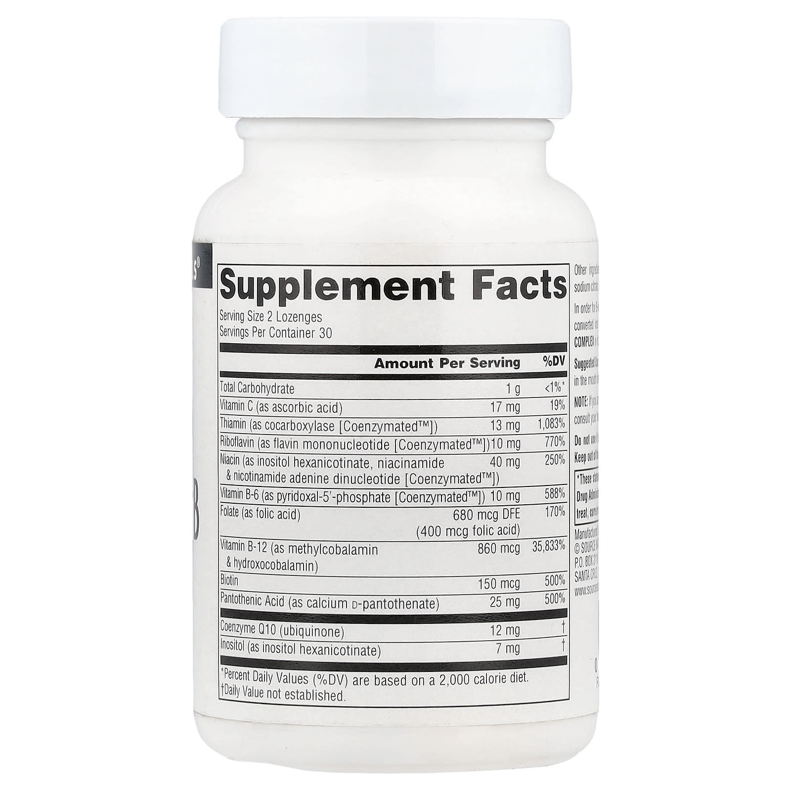 Source Naturals, Coenzymate™ B Complex, Peppermint, 60 Lozenges - Image 2
