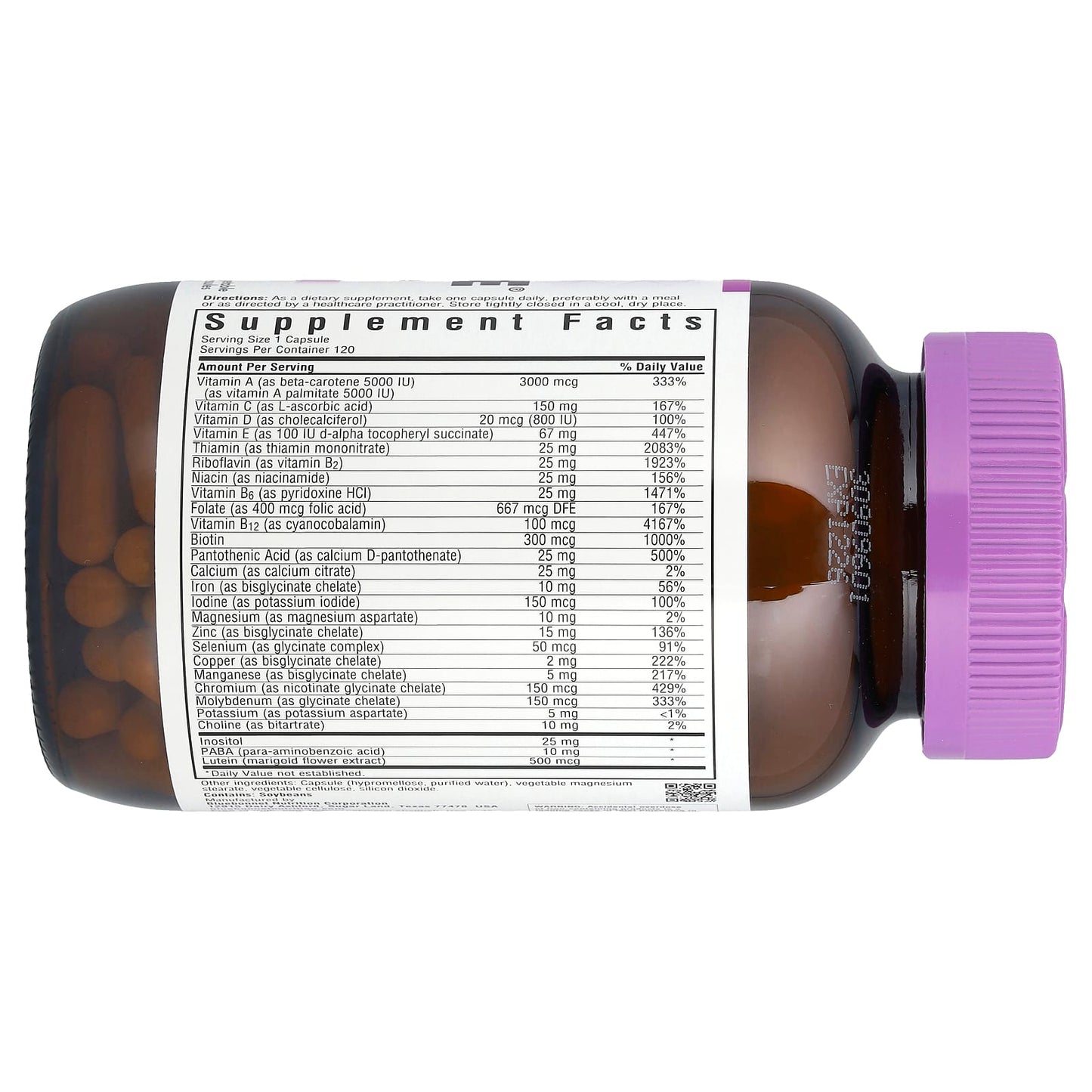 Daily Multi-Vitamin Supplement by Bluebonnet Nutrition - 120 Capsules - Image 2