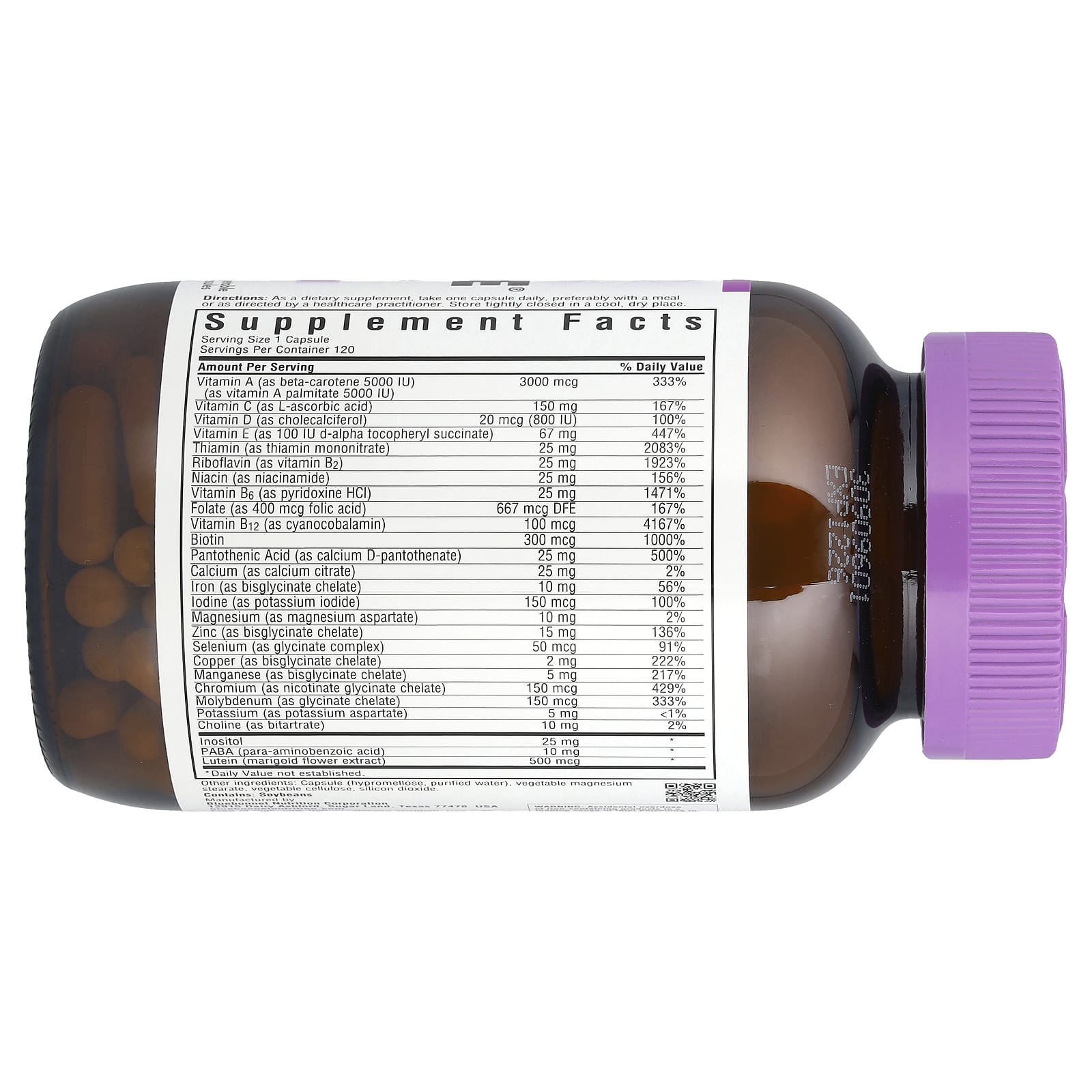 Daily Multi-Vitamin Supplement by Bluebonnet Nutrition - 120 Capsules - Image 2