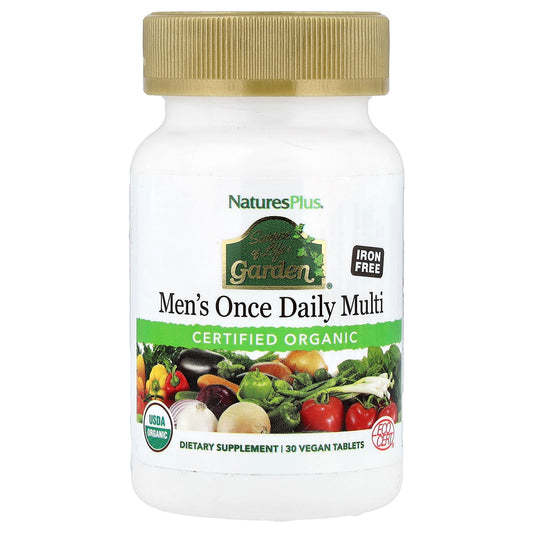 NaturesPlus, Source of Life Garden®, Organic Men's Once Daily Multi, Iron Free, 30 Vegan Tablets - Image 1