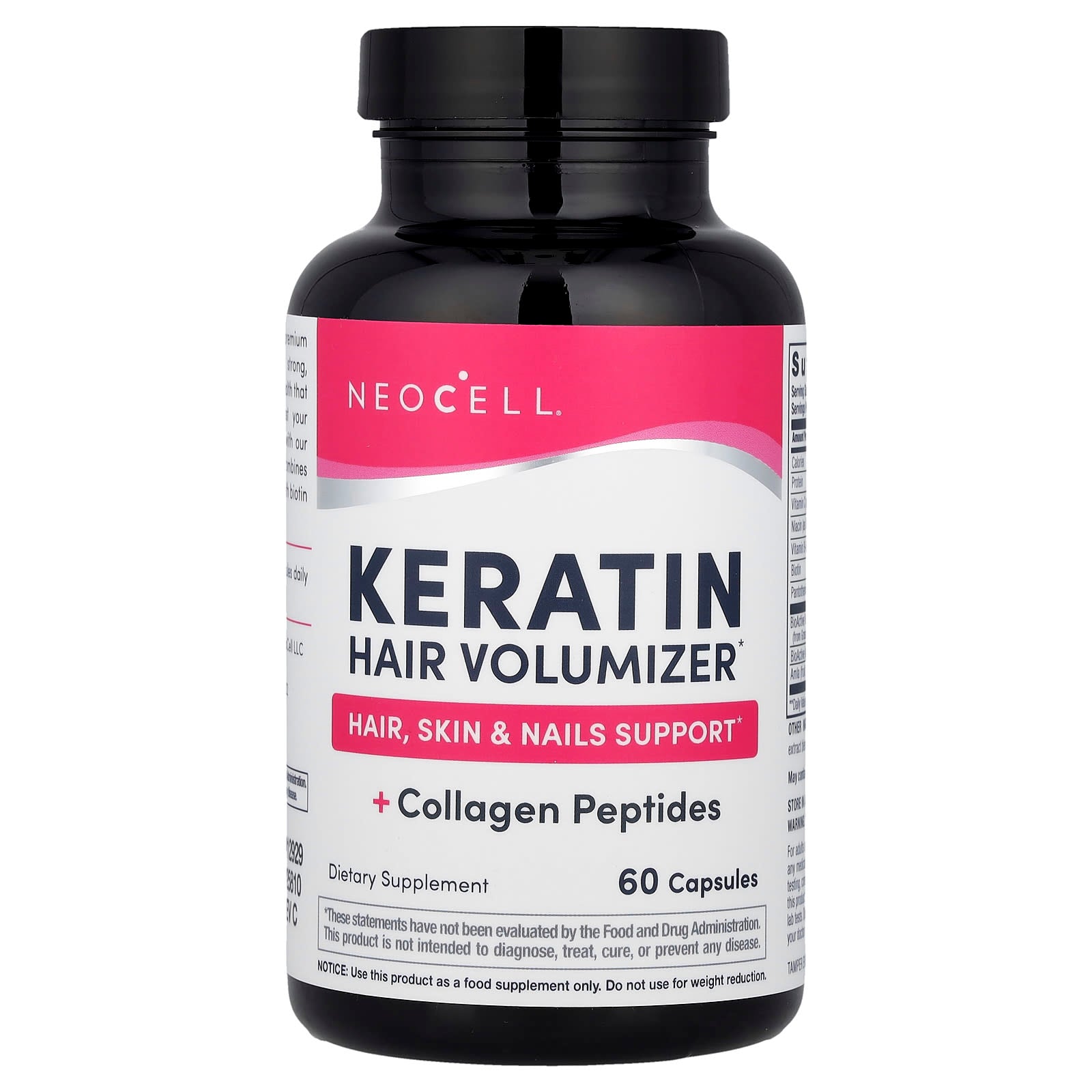 NeoCell, Keratin Hair Volumizer + Collagen Peptides, 60 Capsules - Image 1