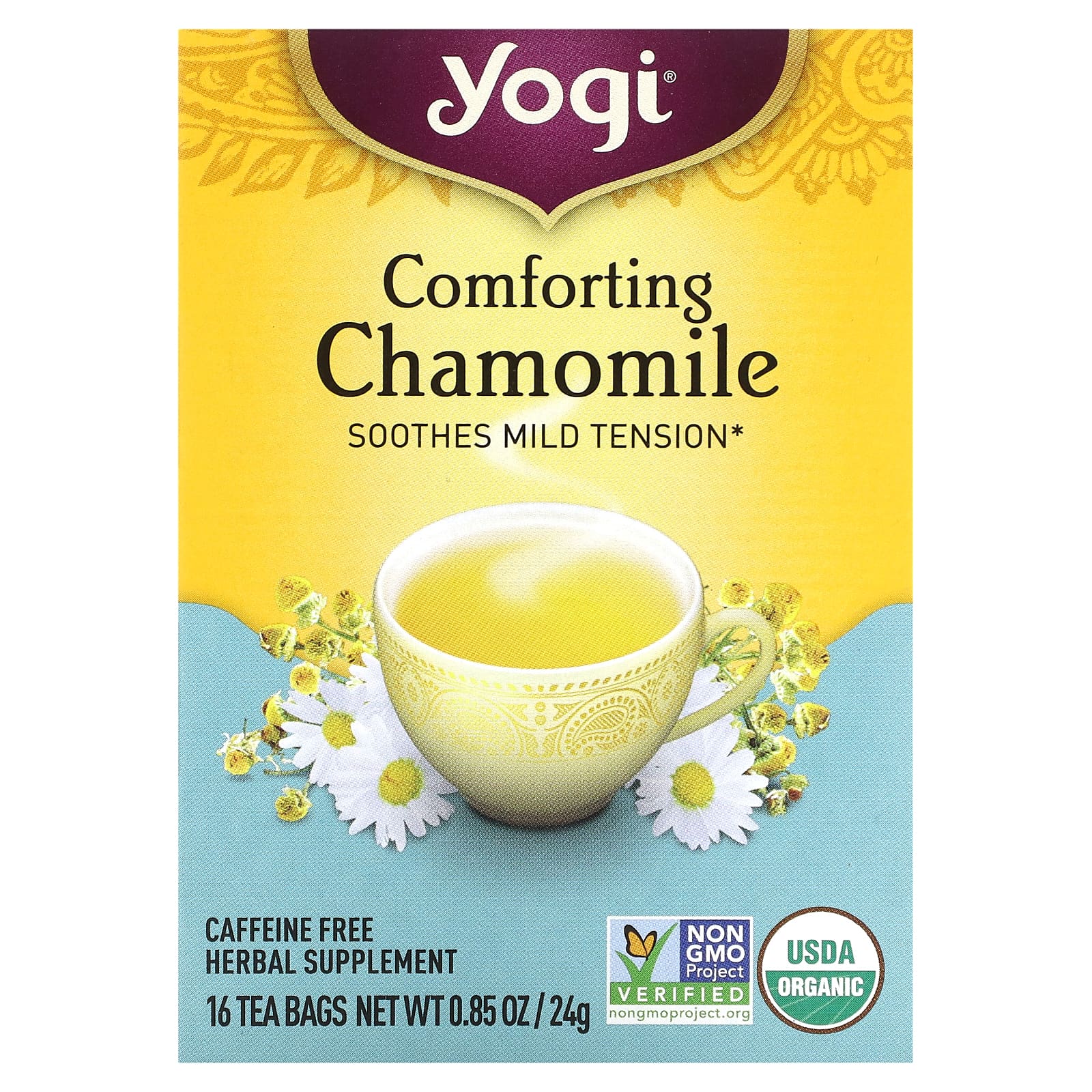 Yogi Tea, Comforting Chamomile, Caffeine Free, 16 Tea Bags, 0.85 oz (24 g)