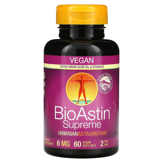 Nutrex Hawaii, BioAstin Supreme, Hawaiian Astaxanthin, 6 mg, 60 Vegan Soft Gels - Image 1