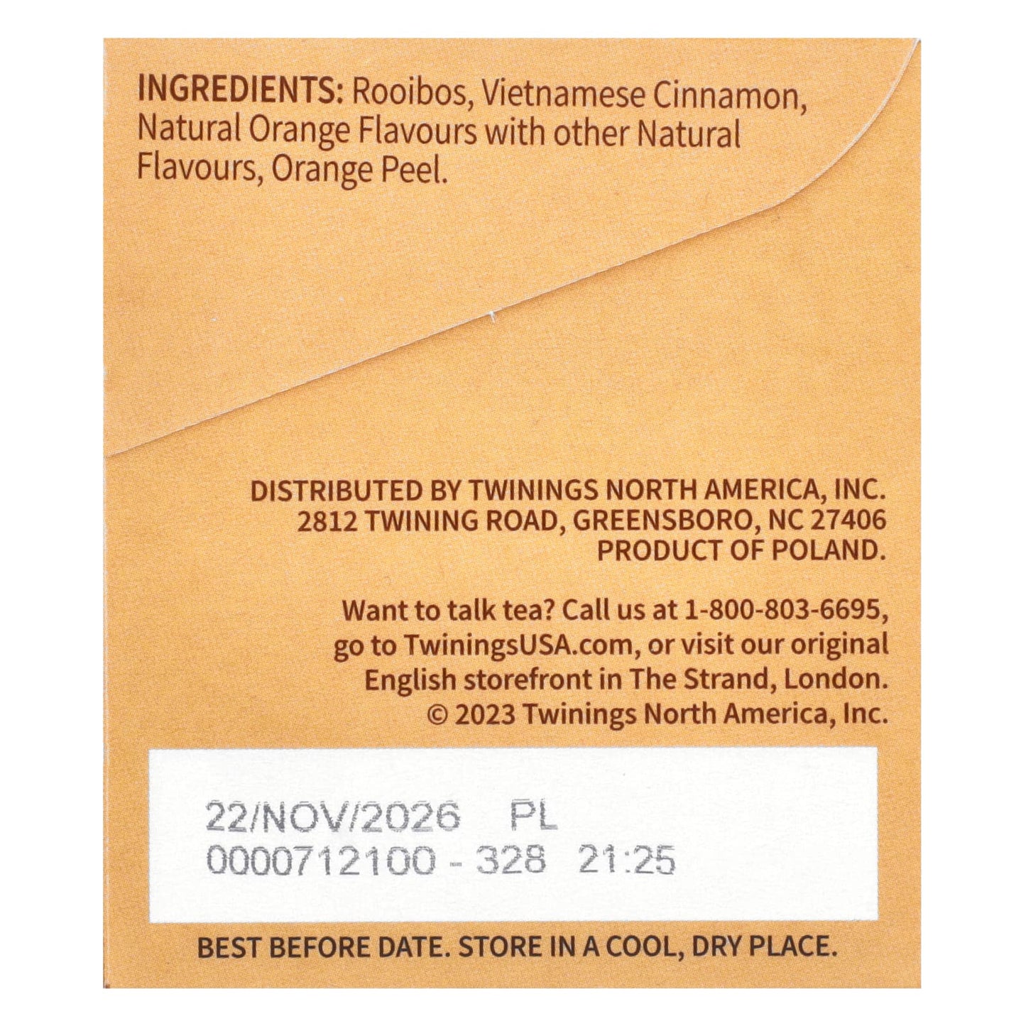 Twinings, Flavored Herbal Tea, Orange & Cinnamon Spice, Caffeine Free, 20 Tea Bags, 1.41 oz (40 g) - Image 2