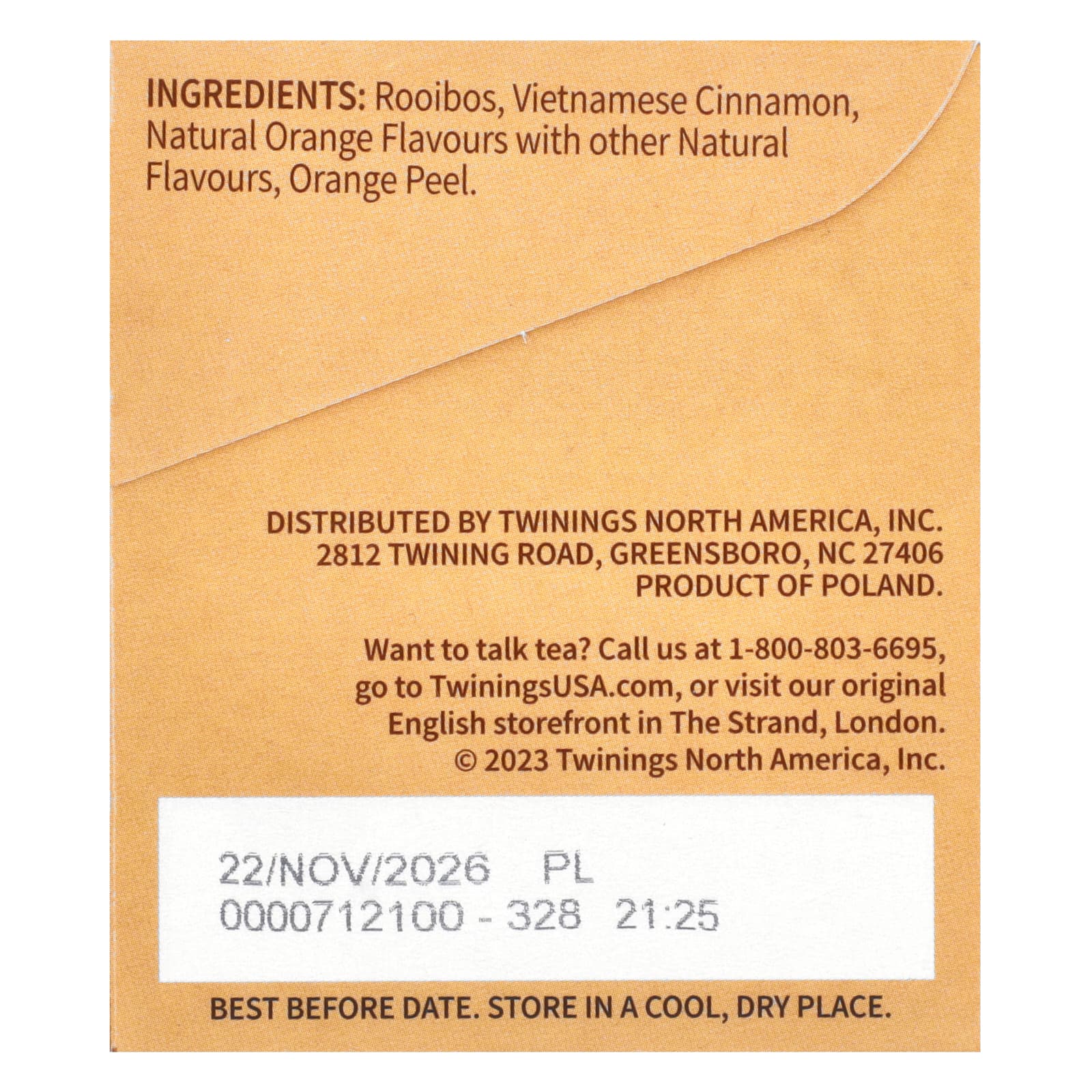 Twinings, Flavored Herbal Tea, Orange & Cinnamon Spice, Caffeine Free, 20 Tea Bags, 1.41 oz (40 g) - Image 2