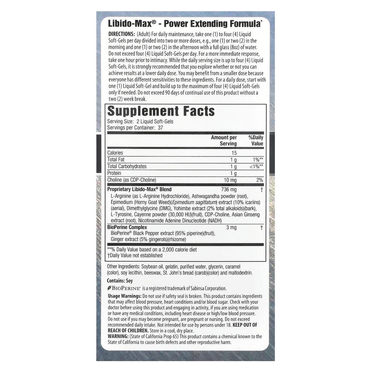 Libido-Max Male Enhancement Liquid Soft-Gels - 75 Fast-Acting - Image 2