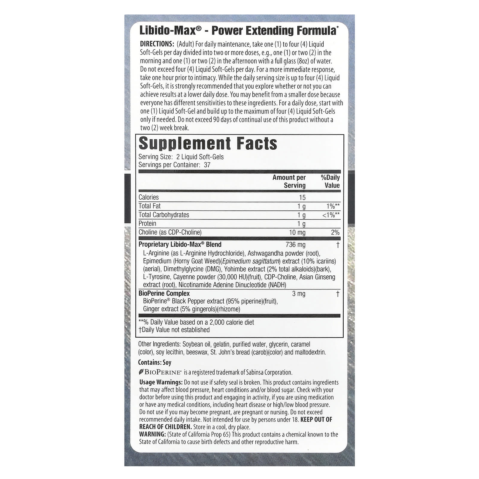 Libido-Max Male Enhancement Liquid Soft-Gels - 75 Fast-Acting - Image 2