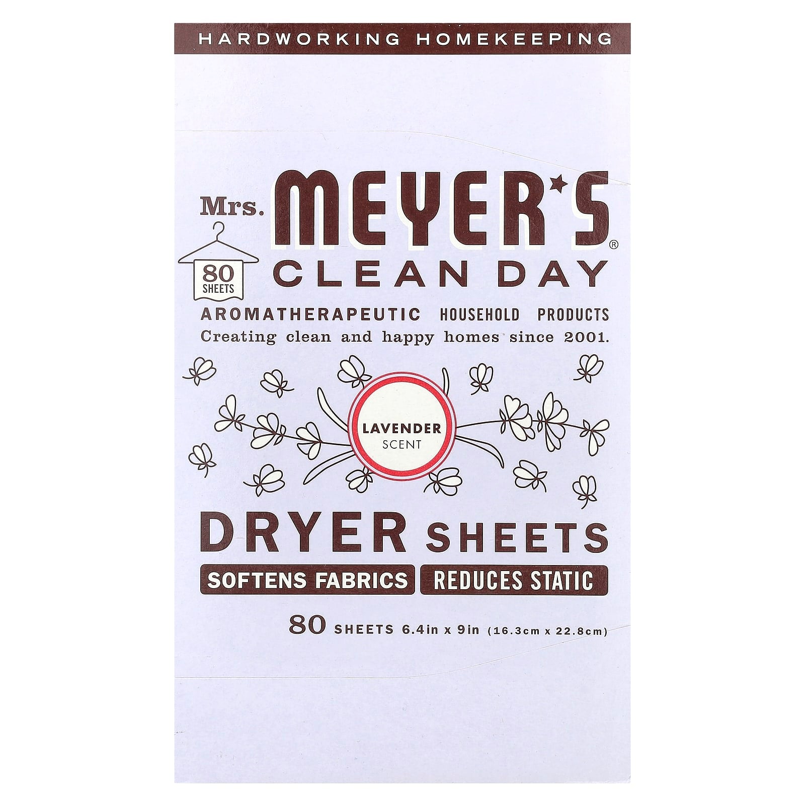 Mrs. Meyers Clean Day, Dryer Sheets, Lavender, 80 Sheets - Image 1