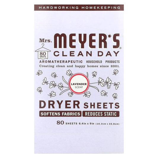 Mrs. Meyers Clean Day, Dryer Sheets, Lavender, 80 Sheets - Image 1