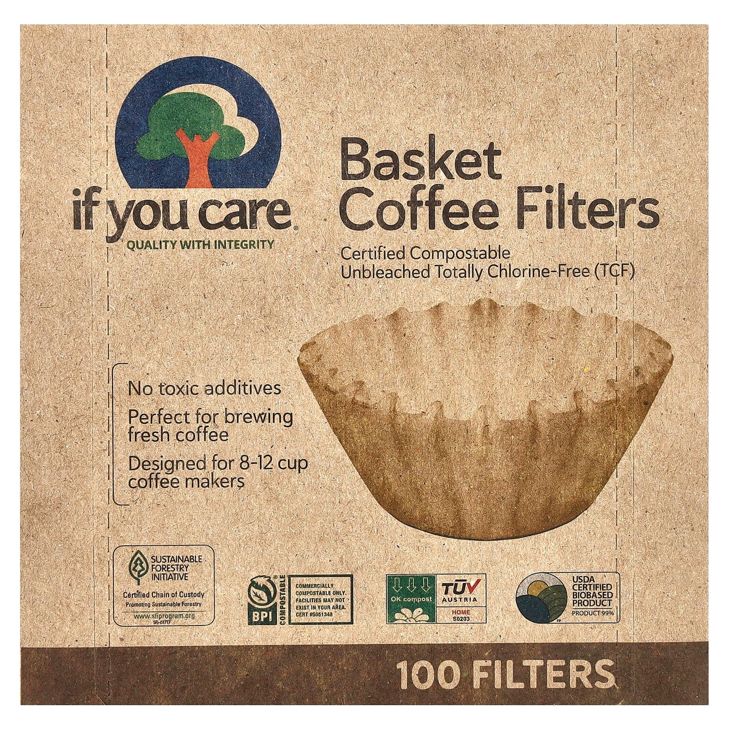 Eco-Friendly Coffee Filters, Compostable & Chlorine-Free - If You Care - Image 1