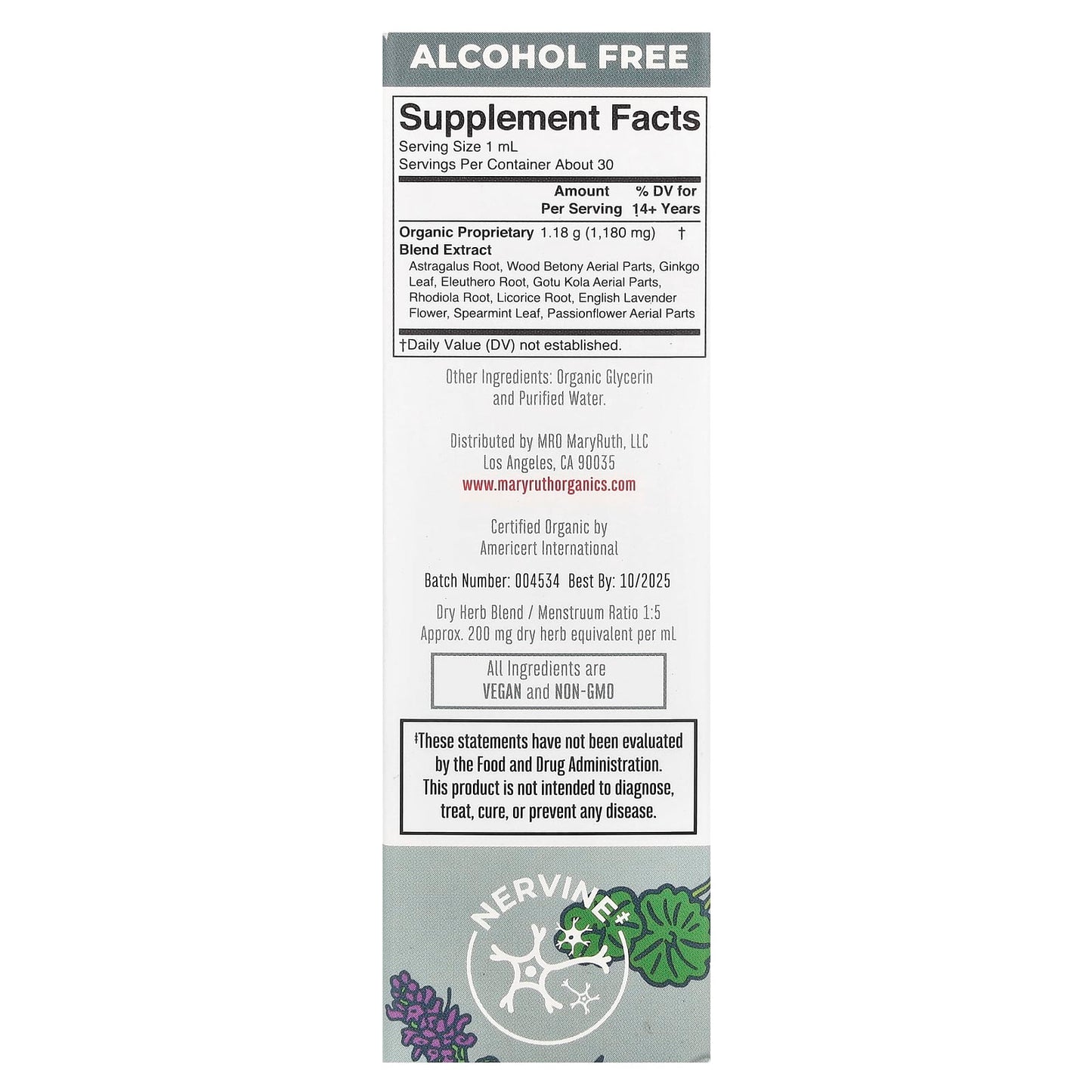 MaryRuth's, Organic, Adrenal & Focus Liquid Extract, Alcohol Free , 1 fl oz (30 ml) - Image 2